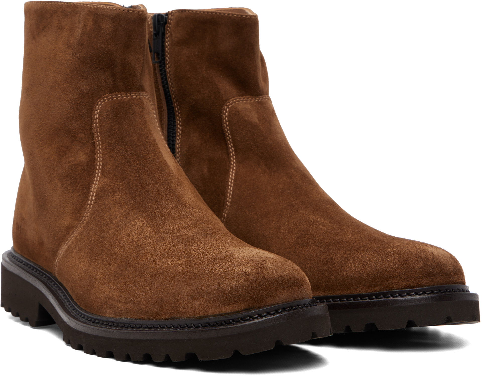 Common Projects - Brown Suede Piuma Zipper Boots