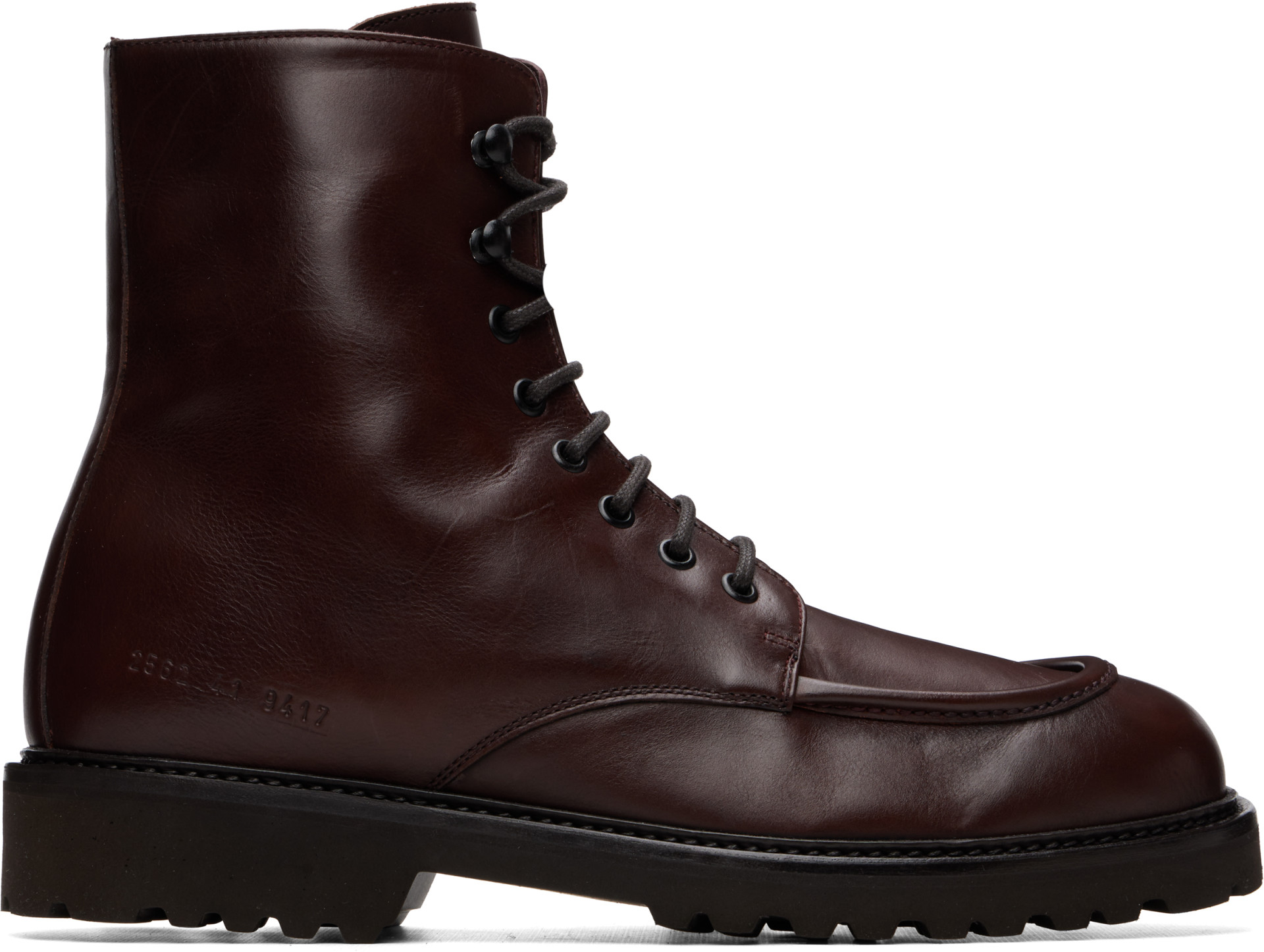 Common Projects - Burgundy Buffed Leather Lace-Up Boots