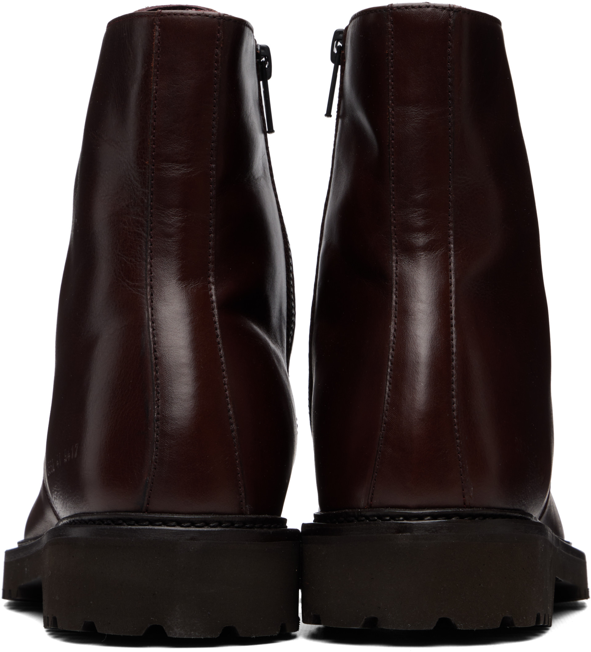 Common Projects - Burgundy Buffed Leather Lace-Up Boots