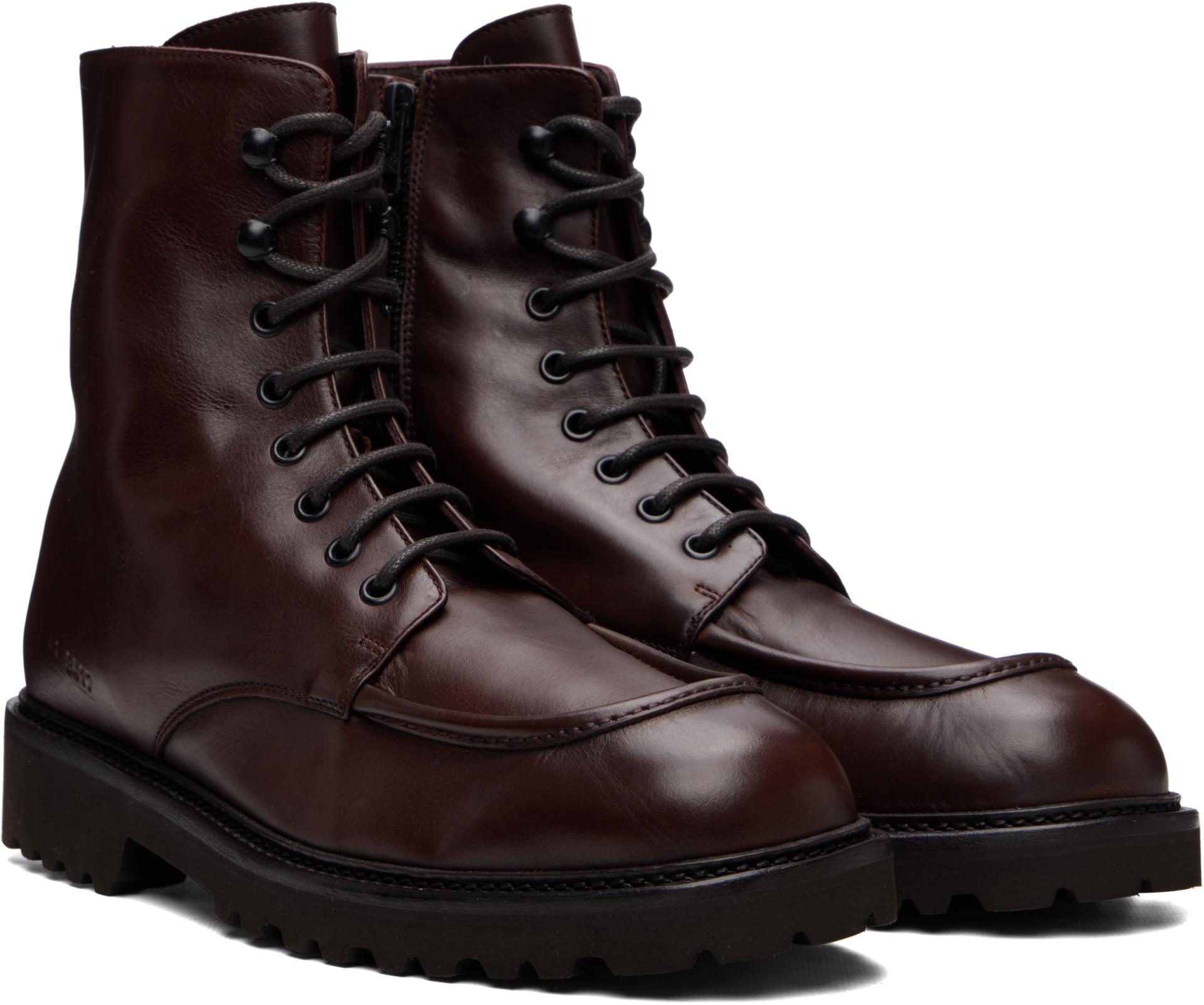 Common Projects - Burgundy Buffed Leather Lace-Up Boots