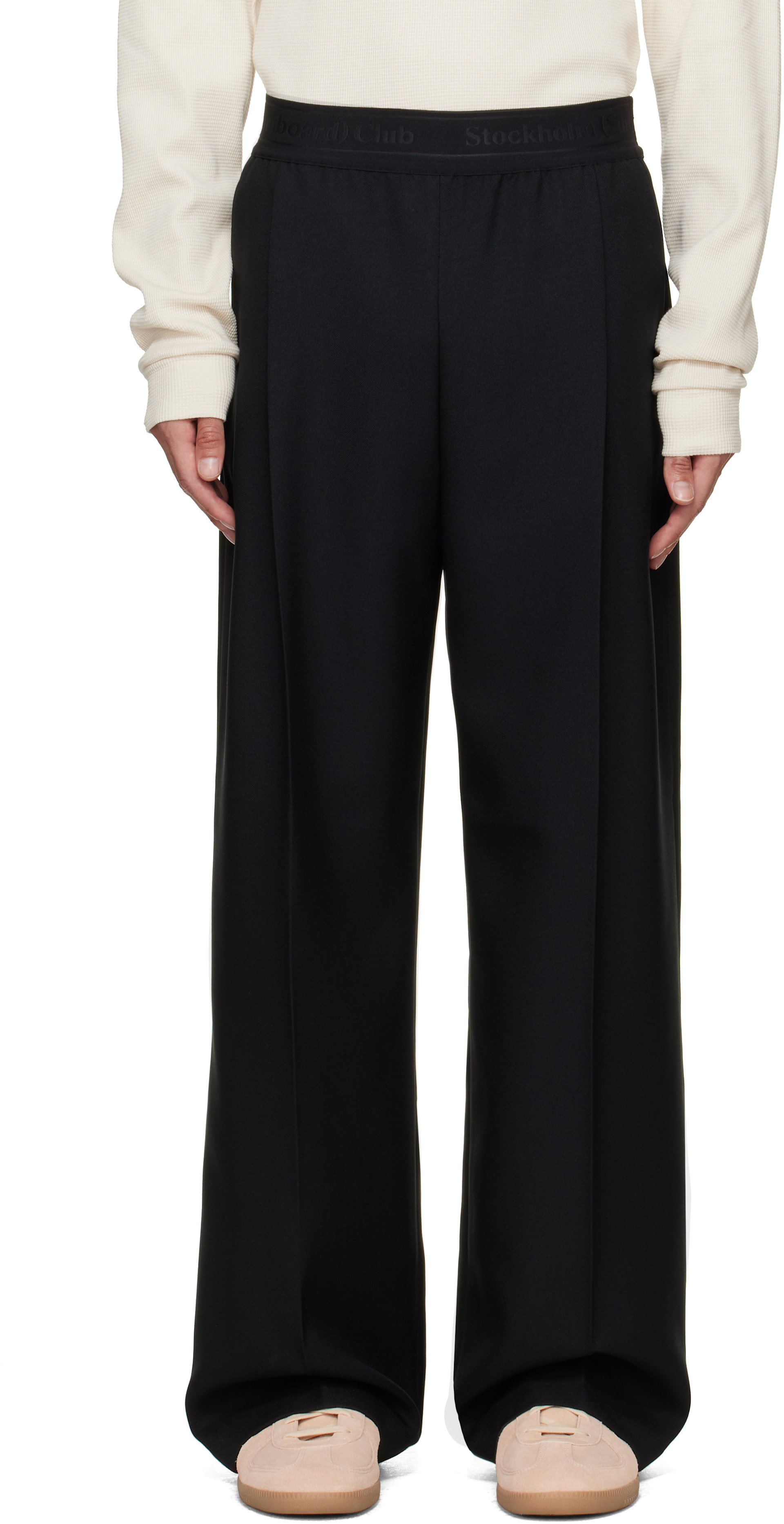 Stockholm (Surfboard) Club カーゴパンツ Stockholm (Surfboard) Club: Black Relaxed Fit Trousers | SSENSE