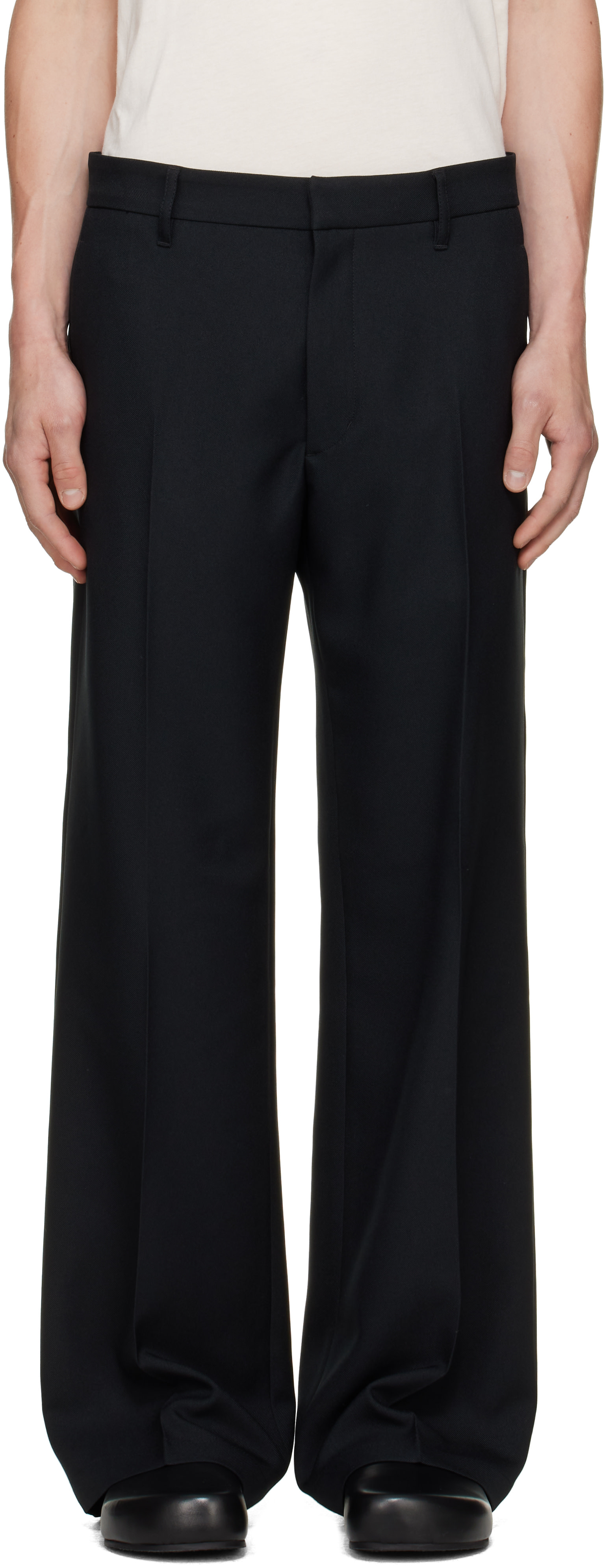Stockholm (Surfboard) Club: Black Tailored Bootcut Trousers | SSENSE