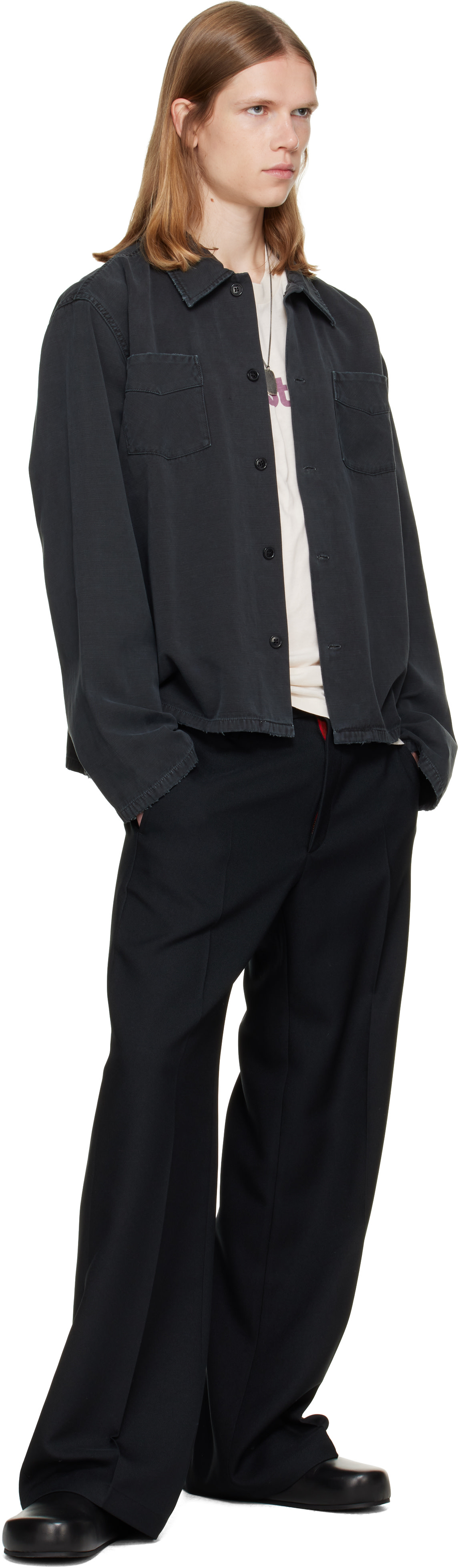 Stockholm (Surfboard) Club: Black Tailored Bootcut Trousers | SSENSE