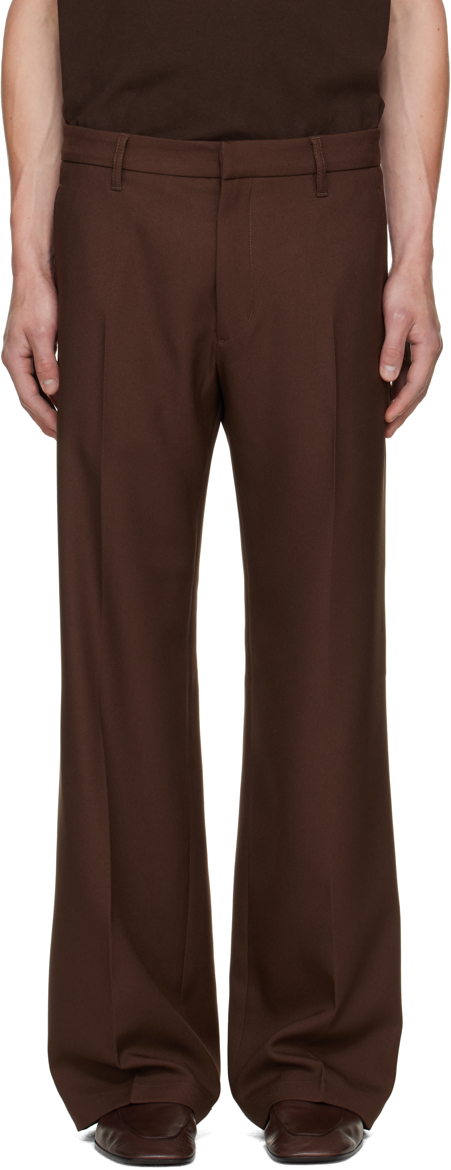 パンツ STOCKHOLM SURFBOARD CLUB TROUSERS Stockholm (Surfboard) Club: Brown Tailored Bootcut Trousers | SSENSE