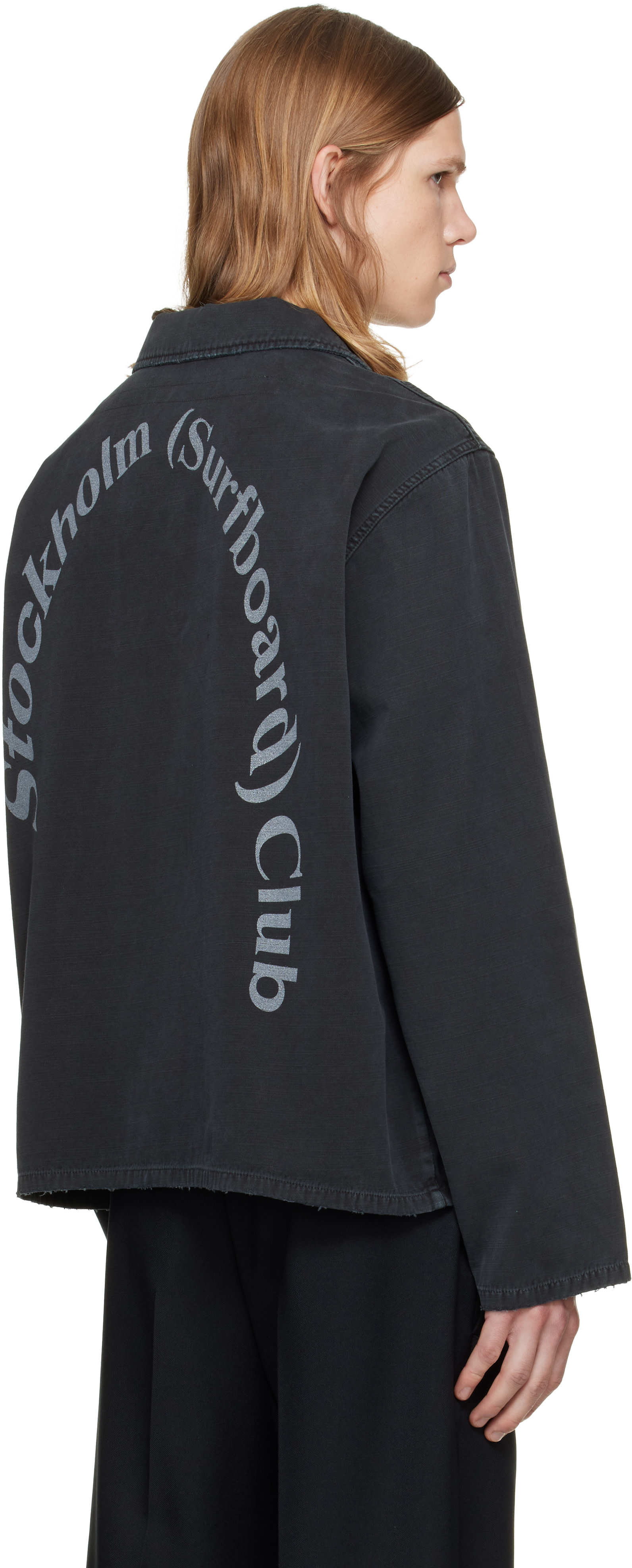Stockholm (Surfboard) Club: ブラック Garment Dyed オーバーシャツ