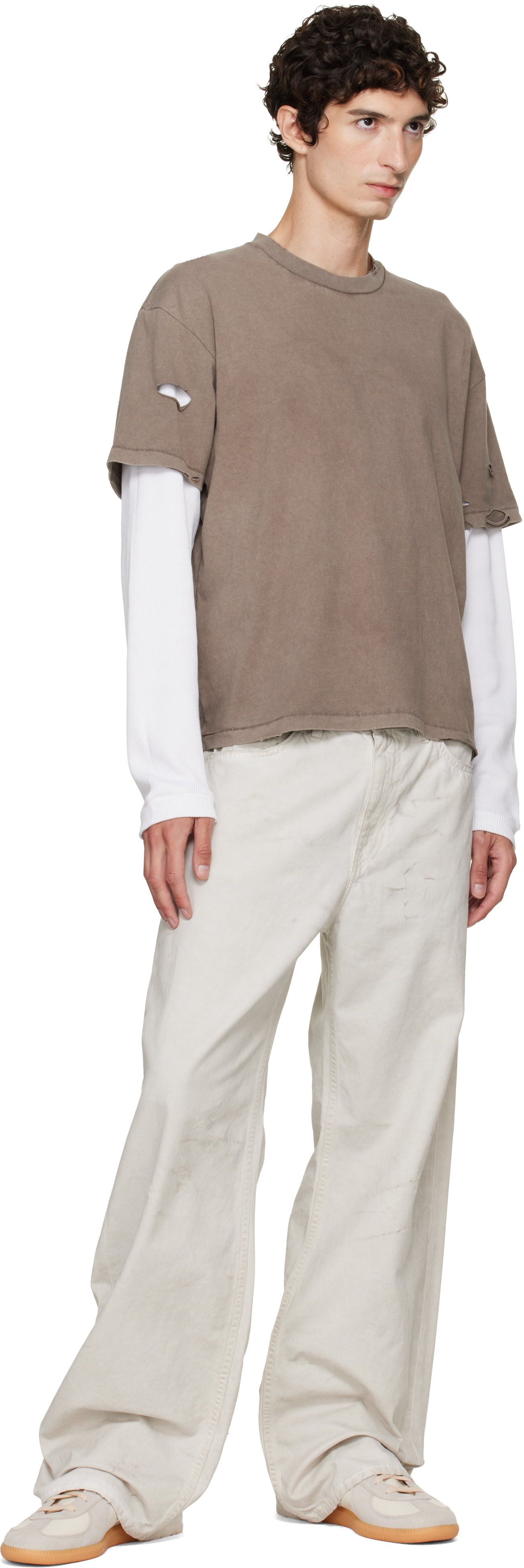 Stockholm (Surfboard) Club: Taupe & White Back Logo Layered T