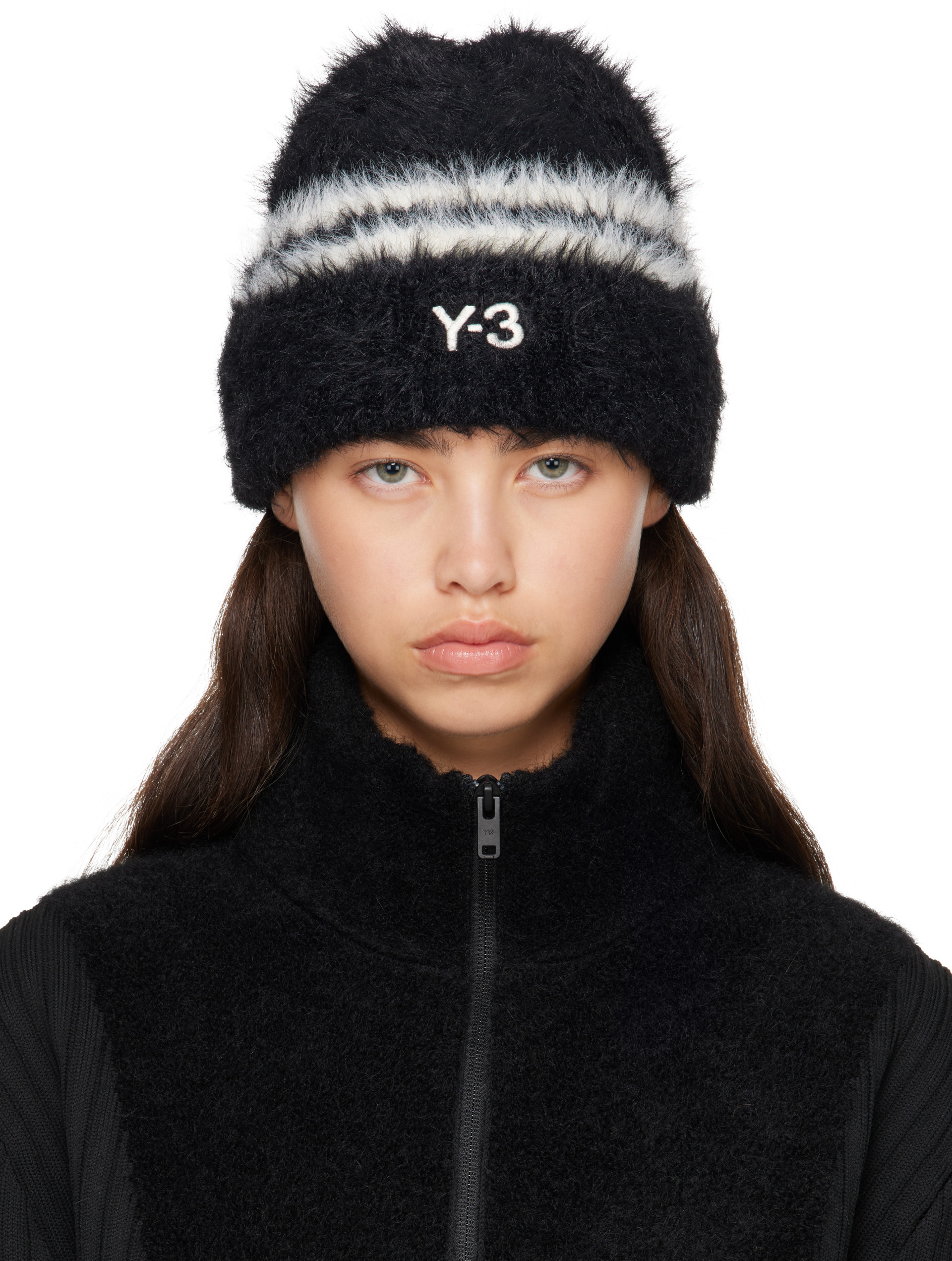 Y-3: ブラック＆ホワイト Y-3 Stripes ビーニー | SSENSE 日本