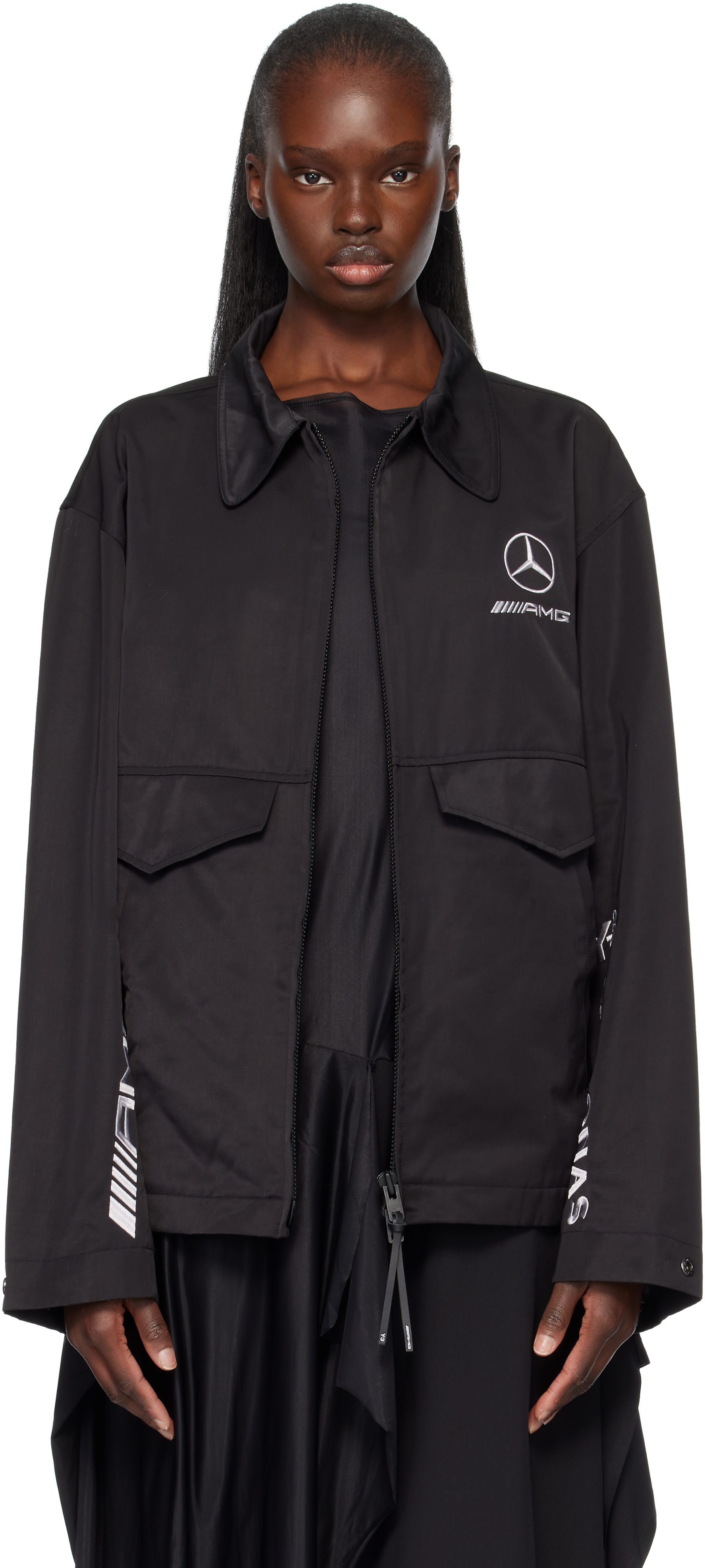 Y-3: Black Mercedes-AMG F1 Edition Wolf Jacket | SSENSE