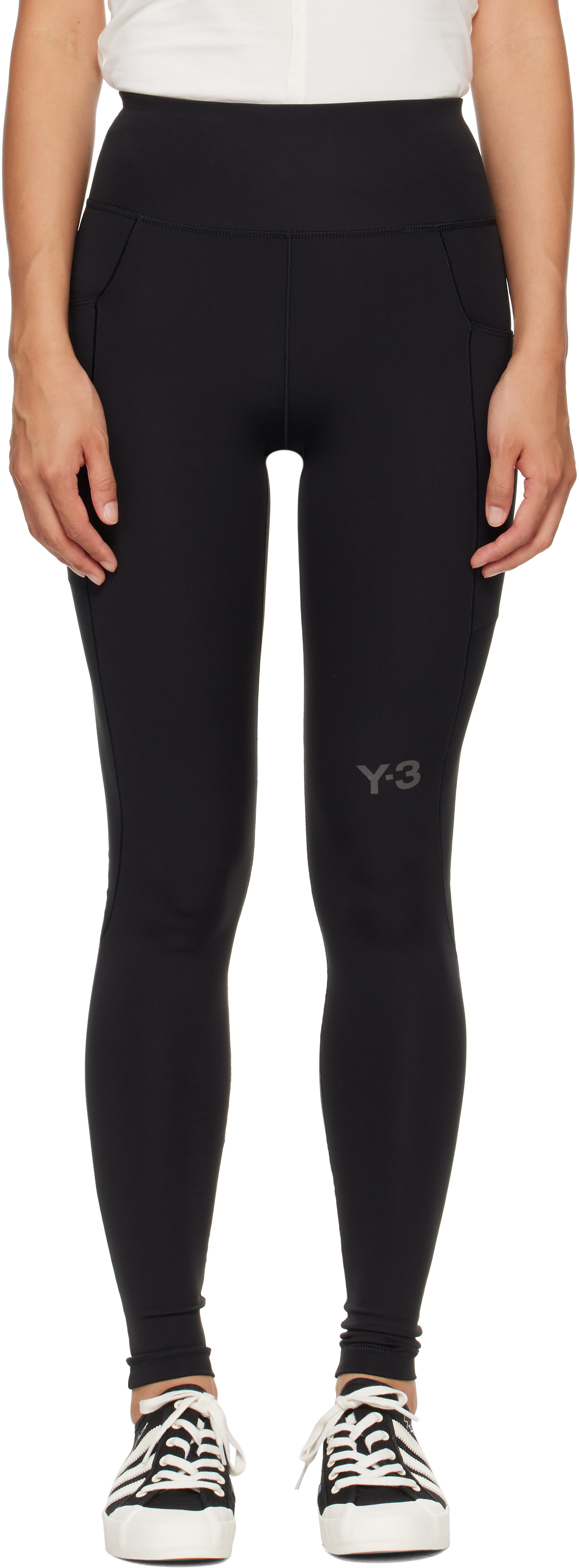 Y-3 - Legging de course noir à logo