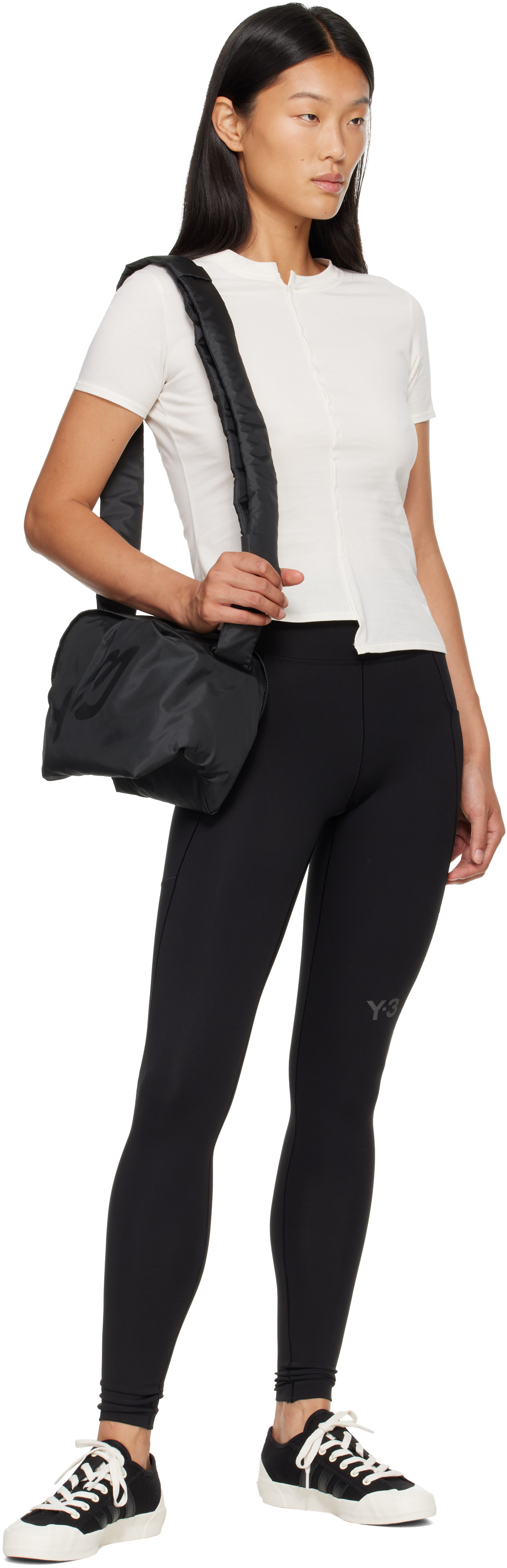 Y-3 - Legging de course noir à logo