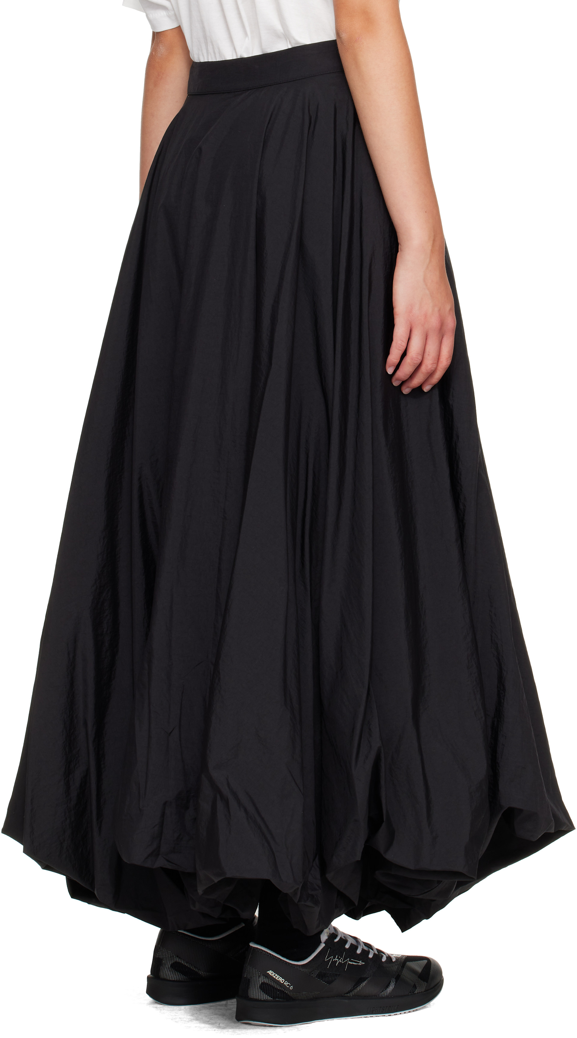 Y-3: Black Gradient 3-Stripes Nylon Balloon Midi Skirt | SSENSE