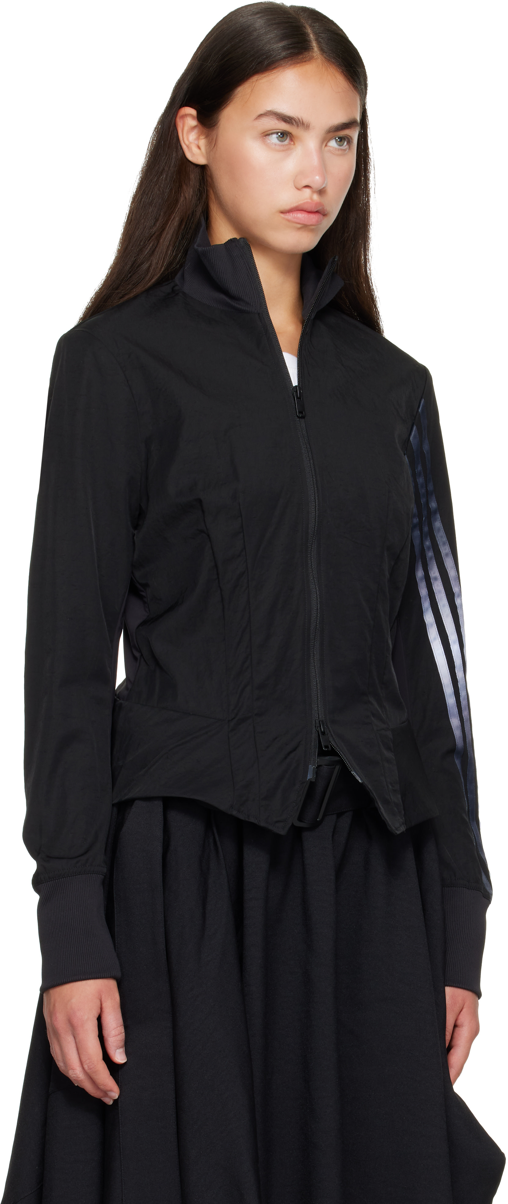 トップス Y-3 M 3 STP TRACK JACKET(BLACK) Y-3: Black Gradient 3-Stripes Nylon Track Jacket | SSENSE
