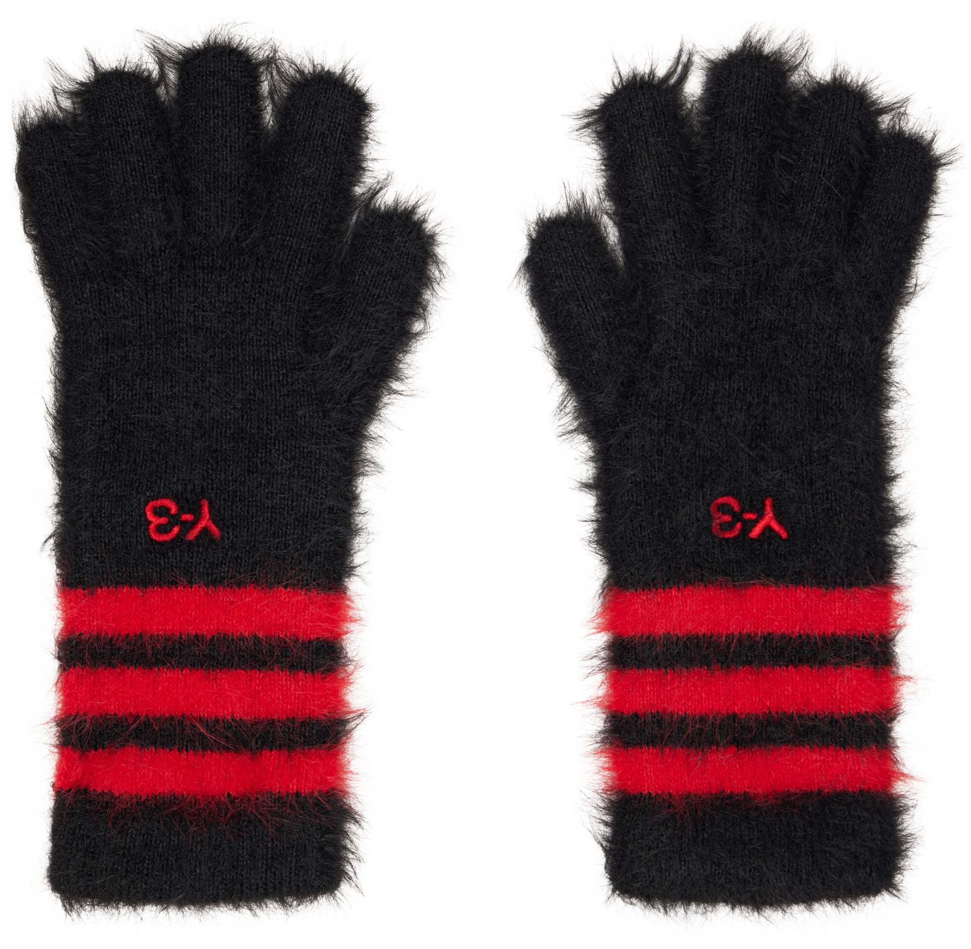Y-3 - Gants noirs à rayures