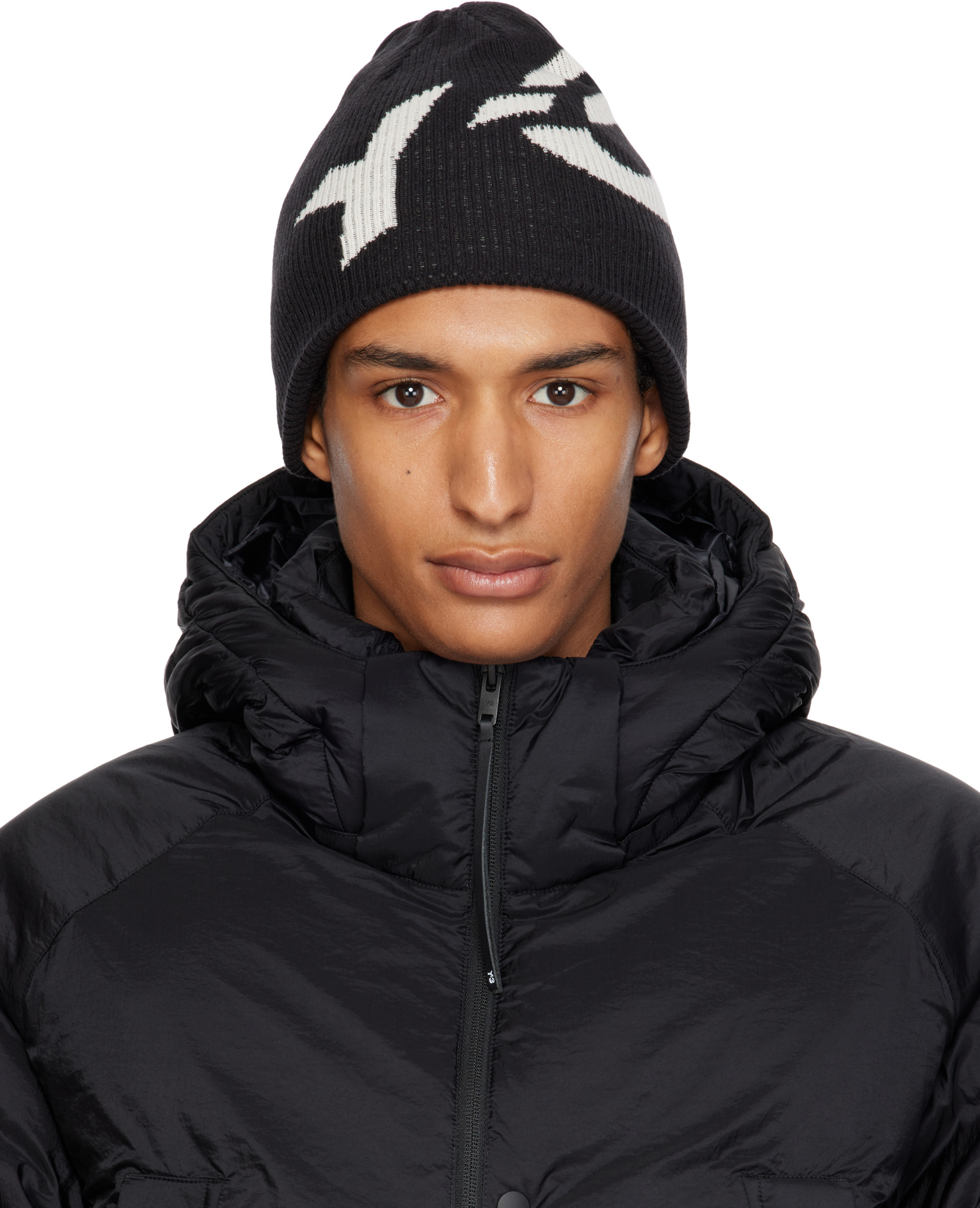 Y-3 - Black Graphic Logo Beanie