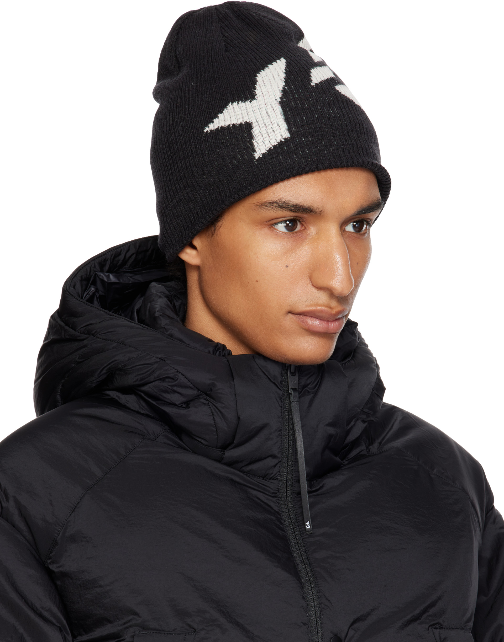 Y-3 - Black Graphic Logo Beanie