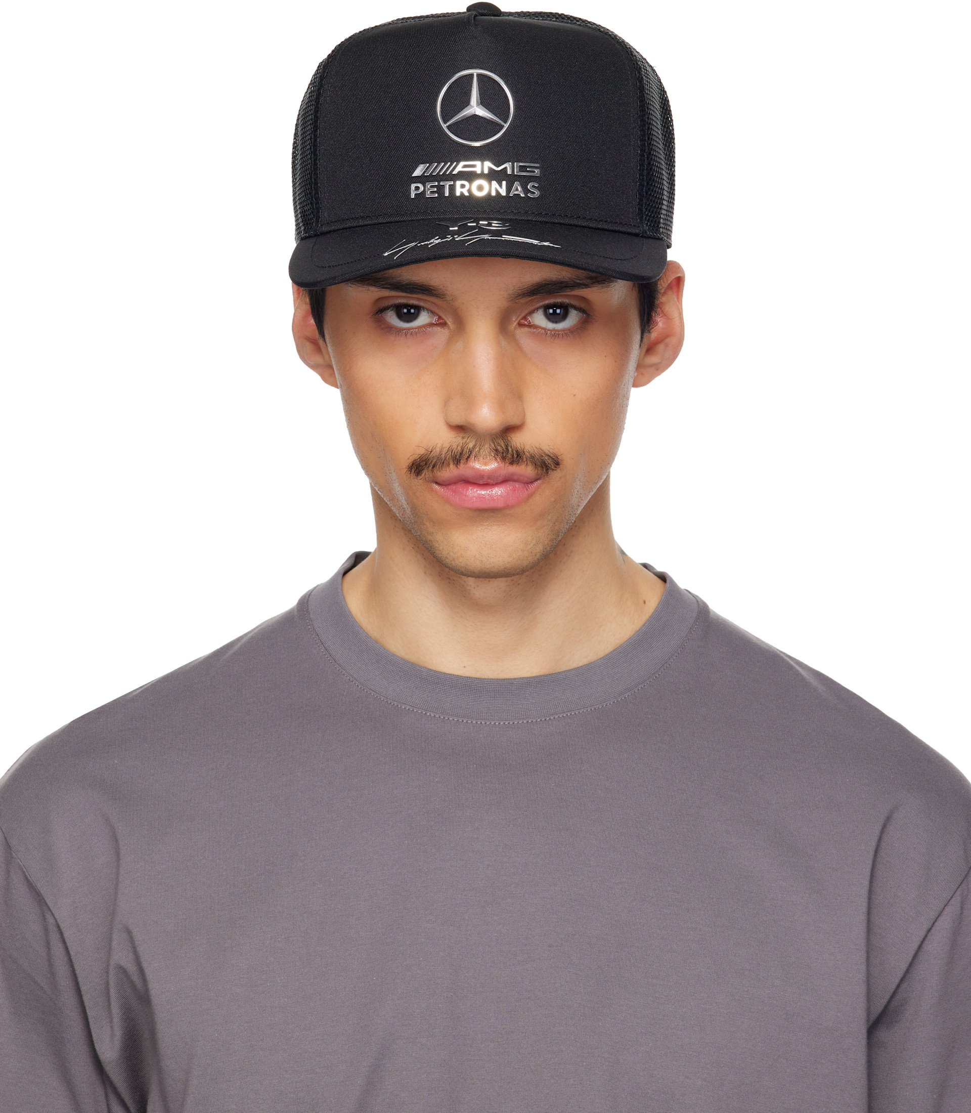アクセサリー Y-3 MER BALACLA F1 Y-3: Black Mercedes-AMG F1 Edition Trucker Cap | SSENSE Thailand