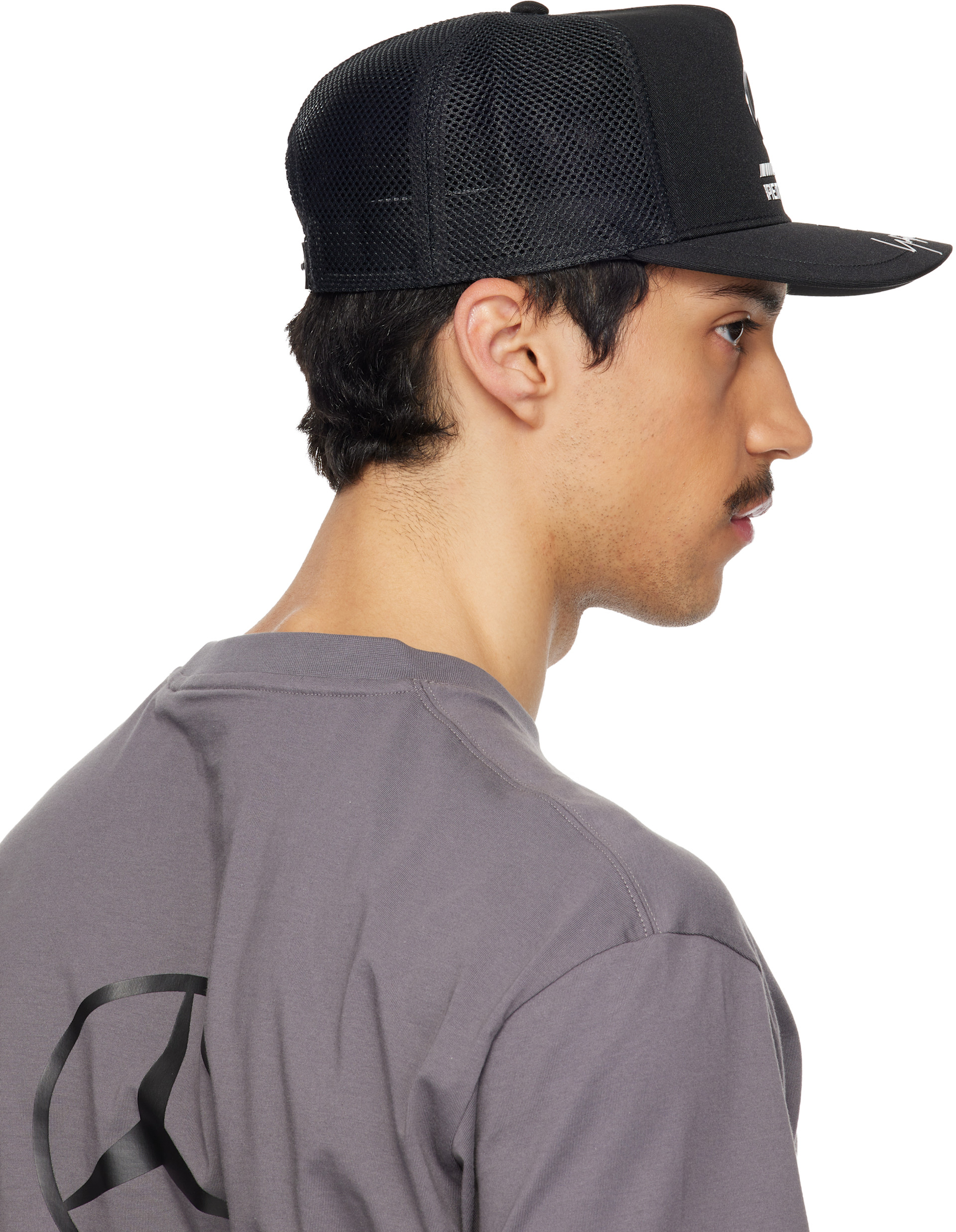 Y-3: Black Mercedes-AMG F1 Edition Trucker Cap | SSENSE Thailand