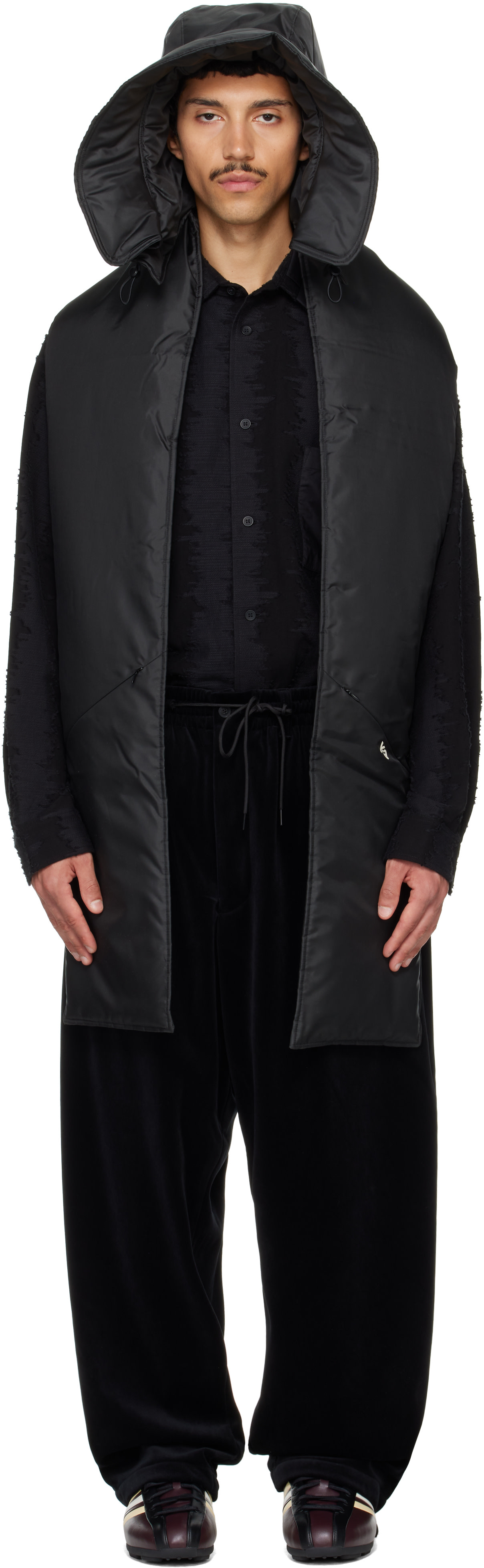 Y-3: Black Padded Hooded Scarf | SSENSE