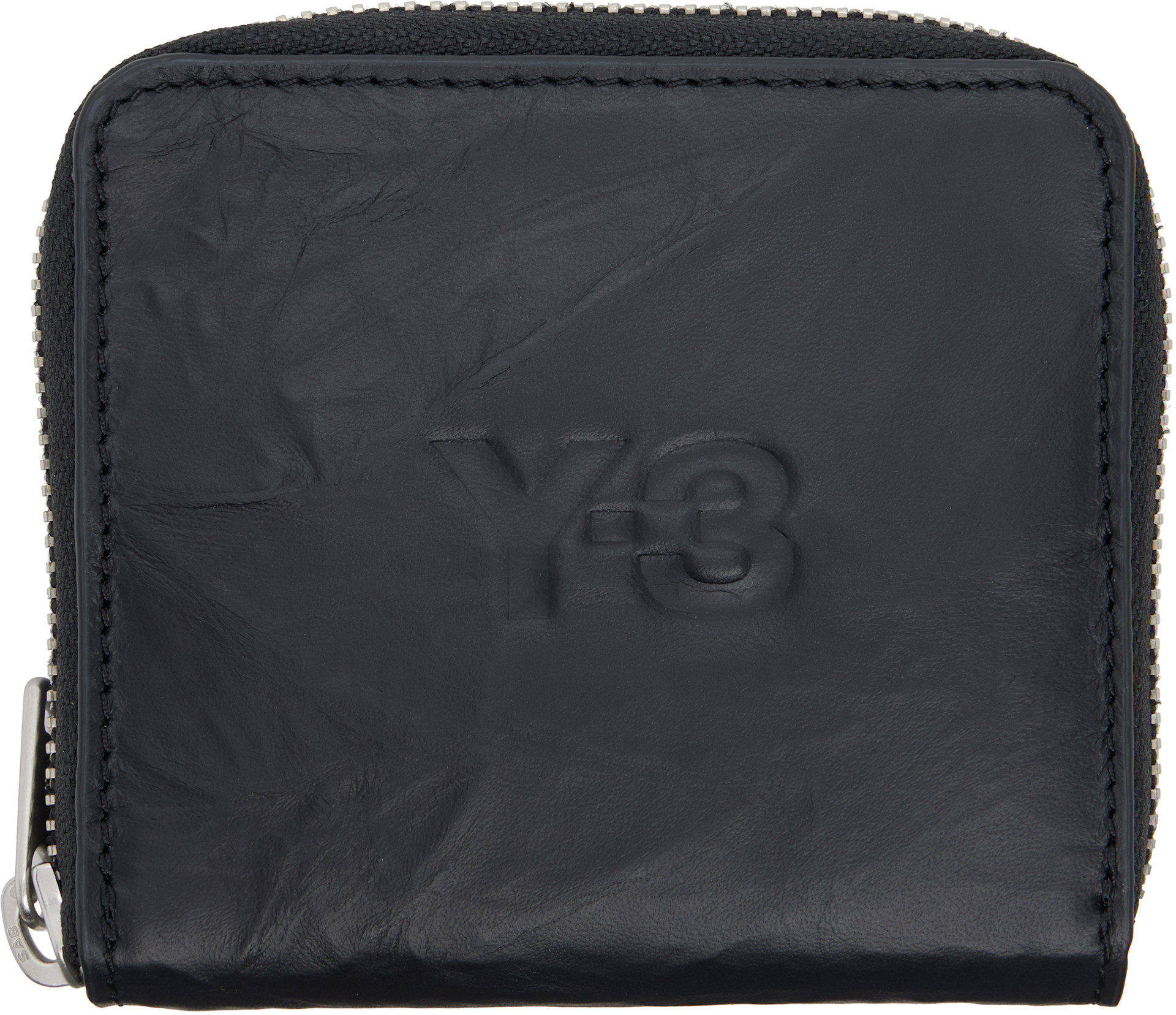 Y-3 - Black Crinkle Leather Wallet