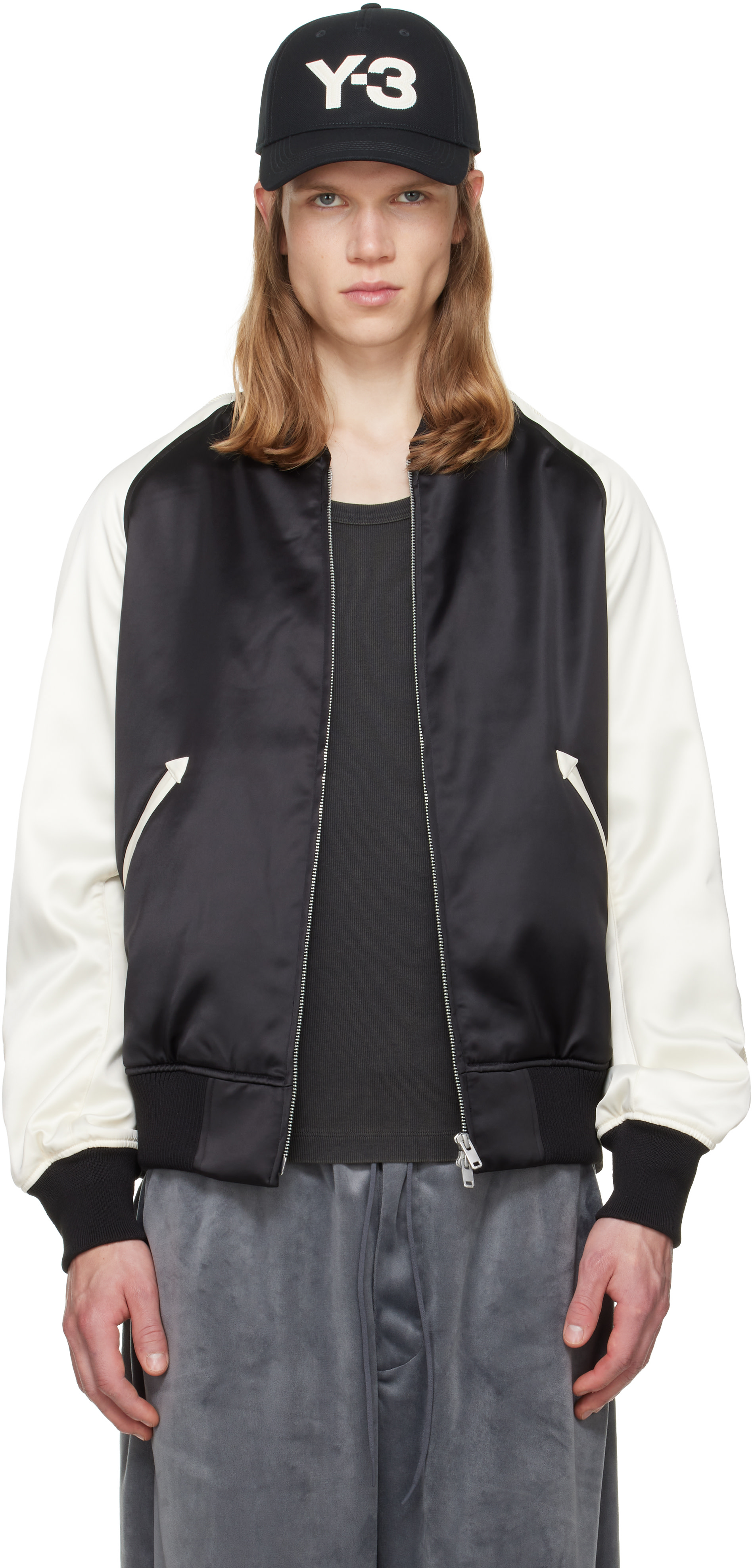 Y-3: ブラック Collegiate ボンバージャケット | SSENSE 日本