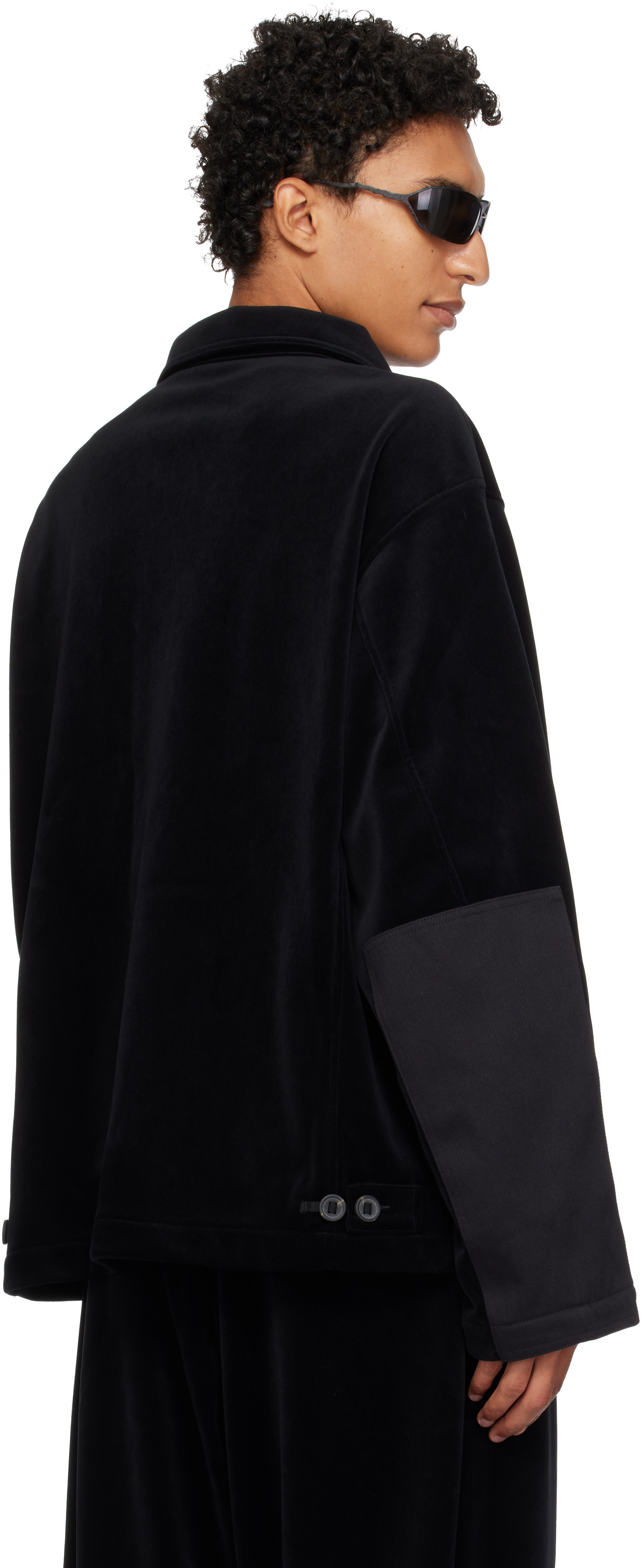 Y-3 - Blouson utilitaire noir en velours côtelé