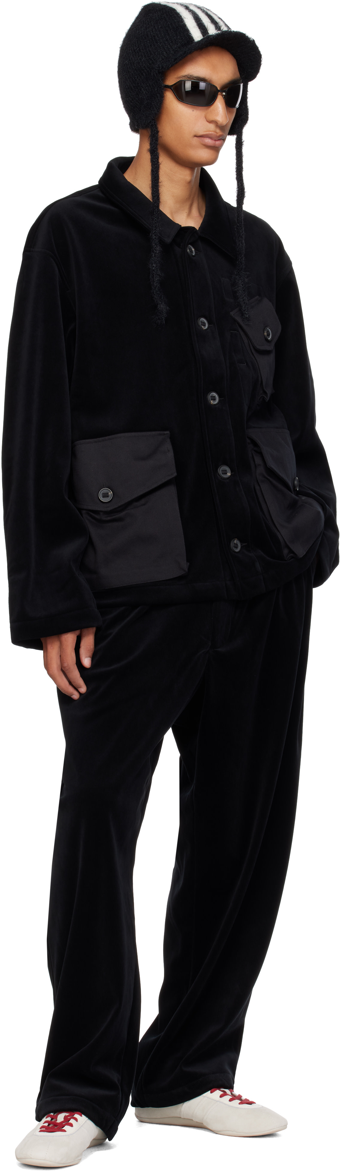 Y-3 - Blouson utilitaire noir en velours côtelé