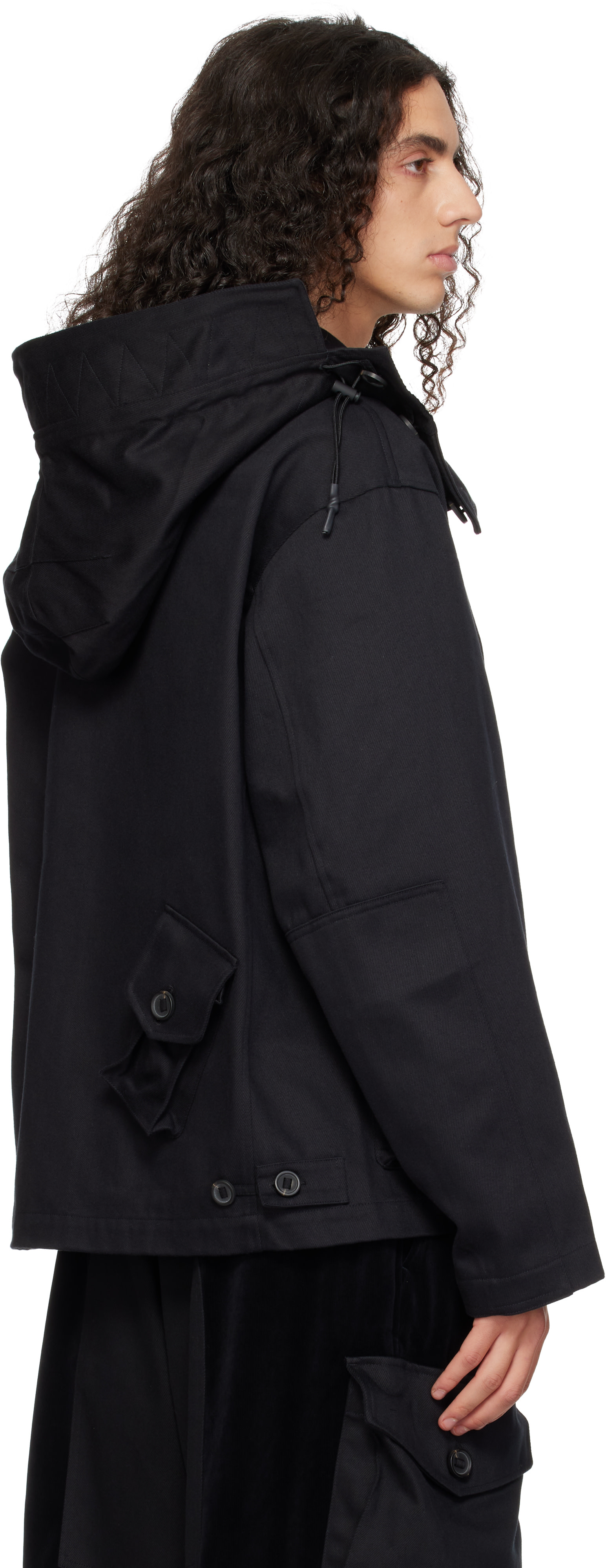 Y-3 - Black Twill Hooded Jacket