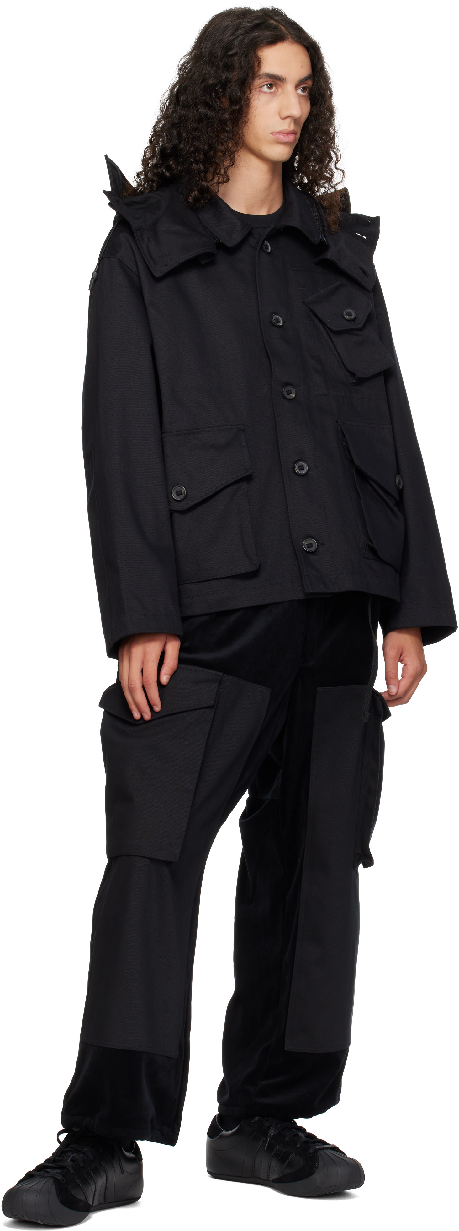 Y-3 - Black Twill Hooded Jacket