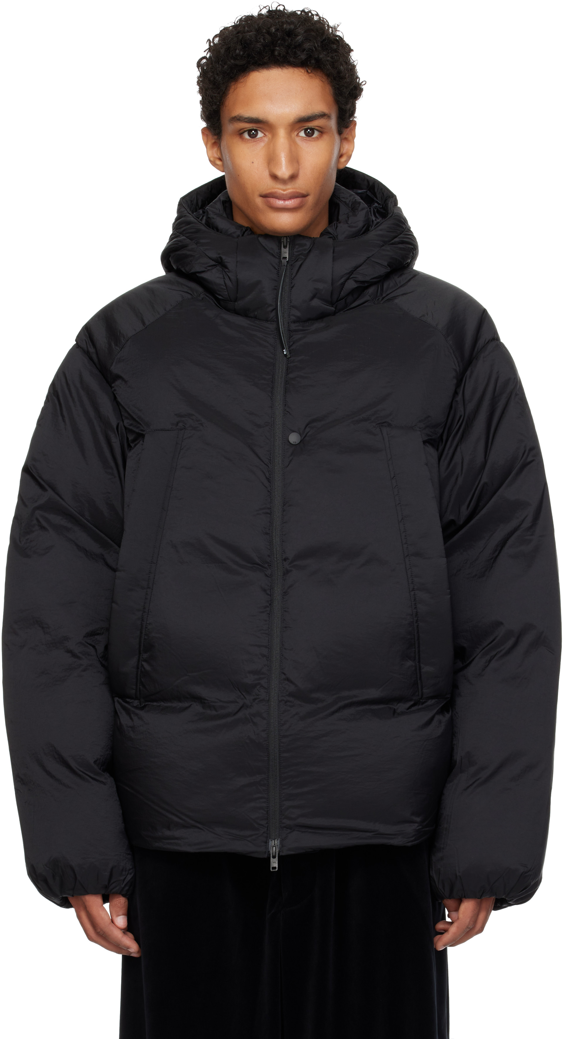 Y-3 - Black Hooded Puffer Down Jacket