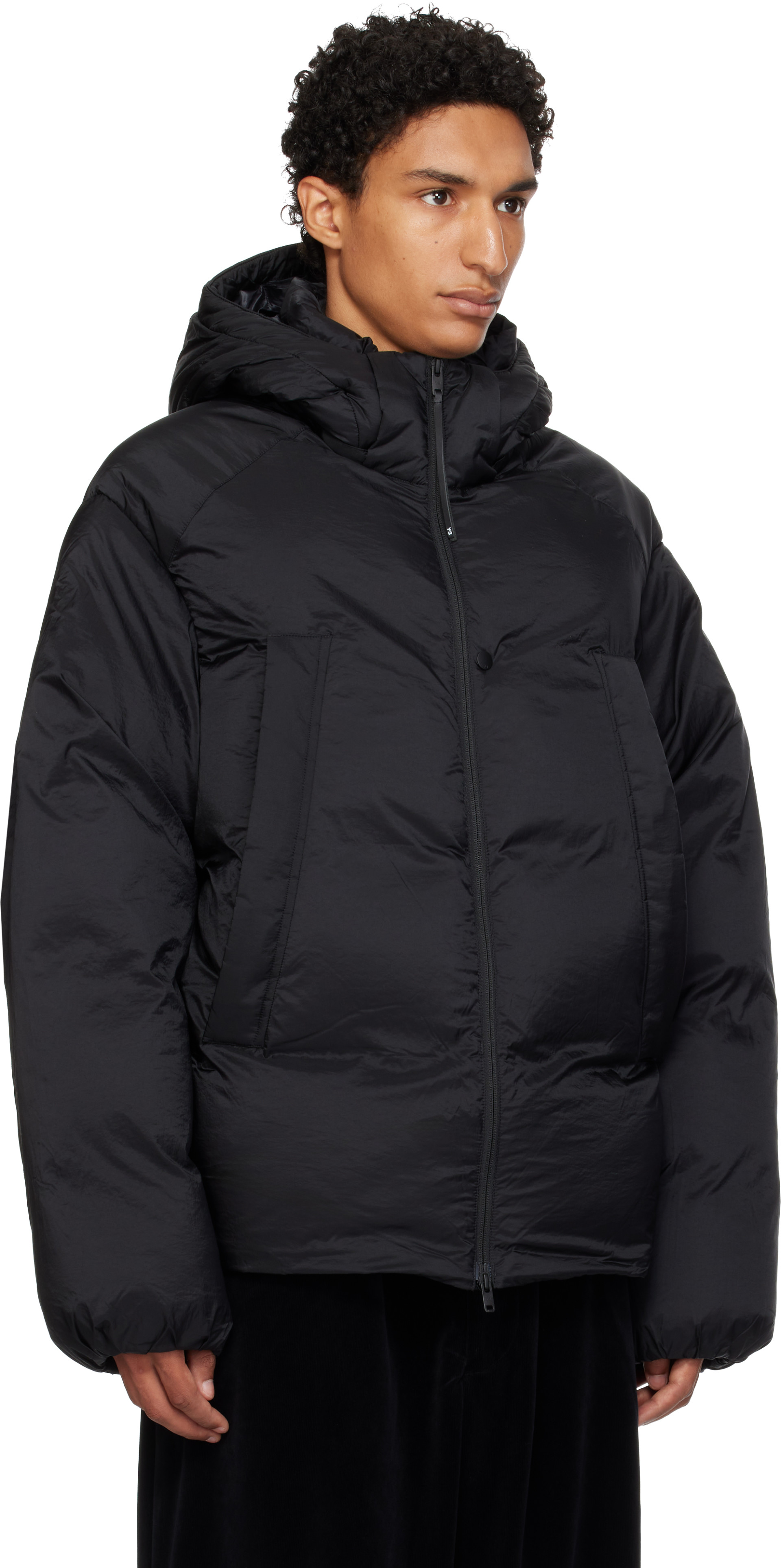 Y-3 - Black Hooded Puffer Down Jacket