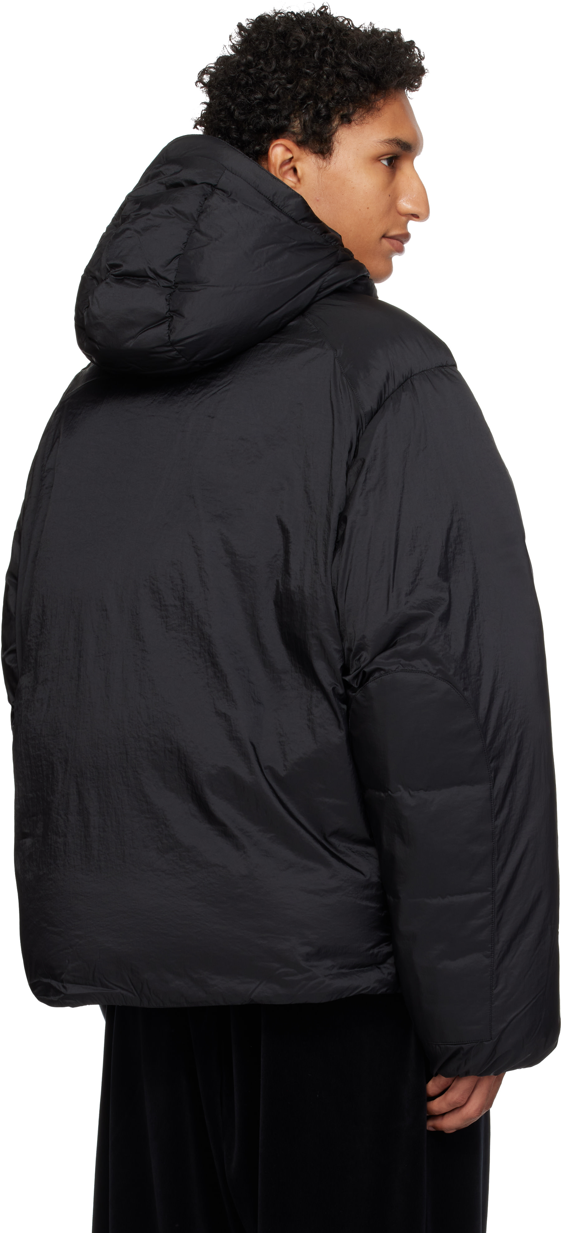 Y-3 - Black Hooded Puffer Down Jacket
