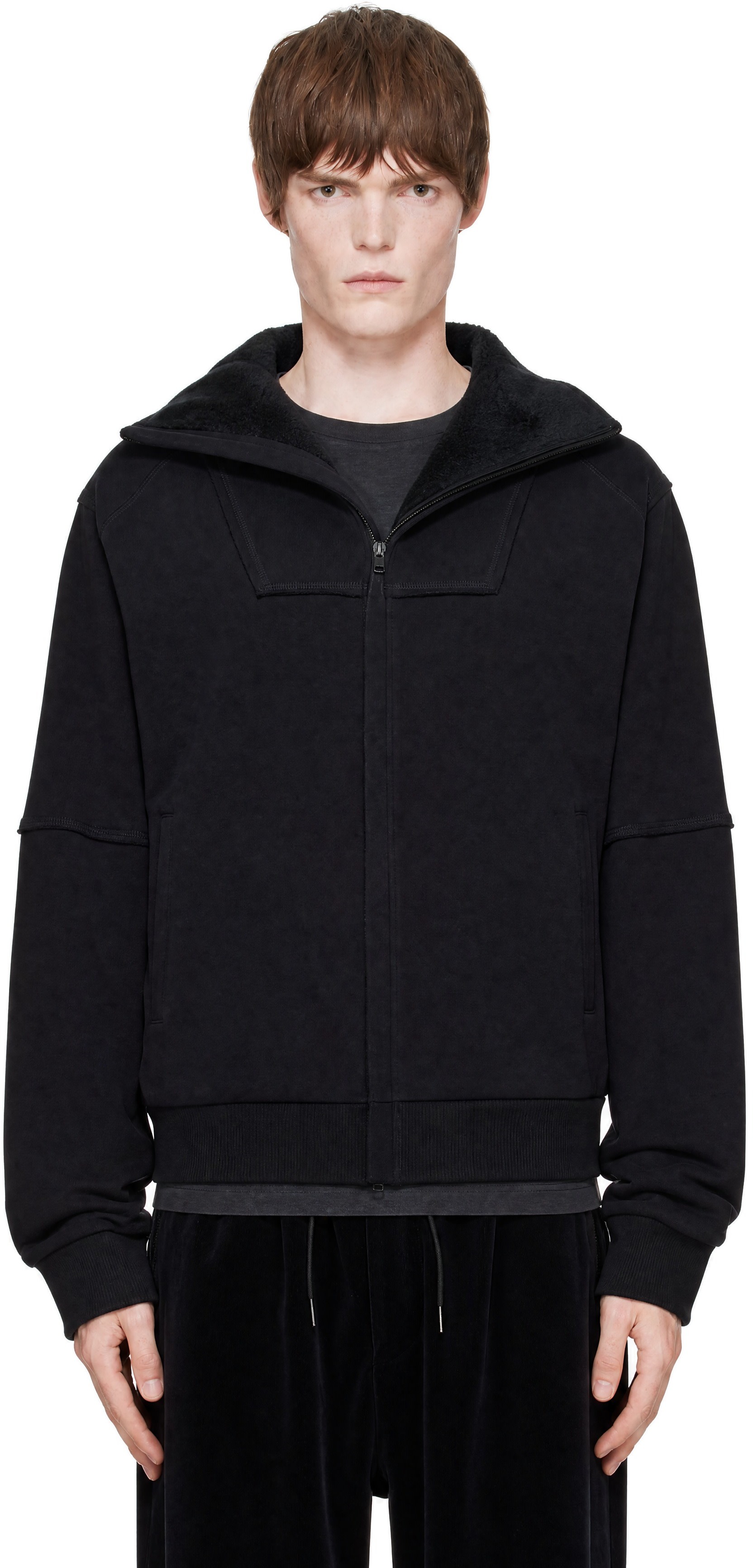Y-3 - Pull à capuche Ninja noir en jersey bouclette
