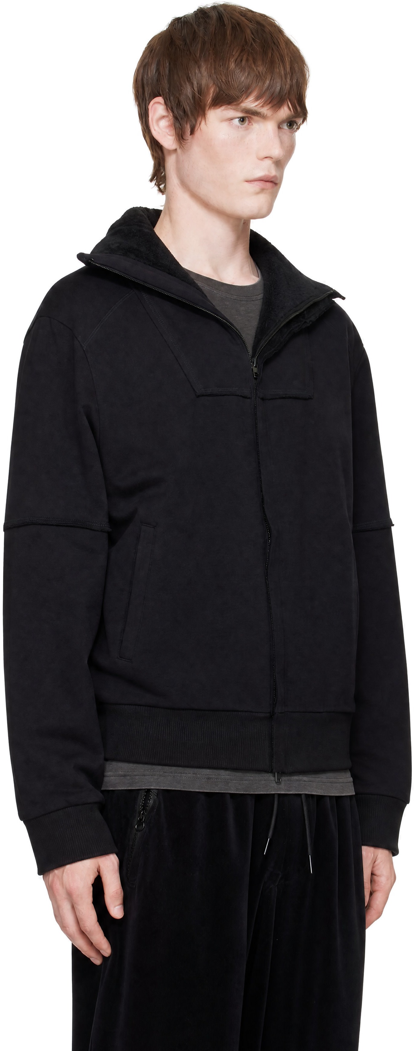 Y-3 - Pull à capuche Ninja noir en jersey bouclette