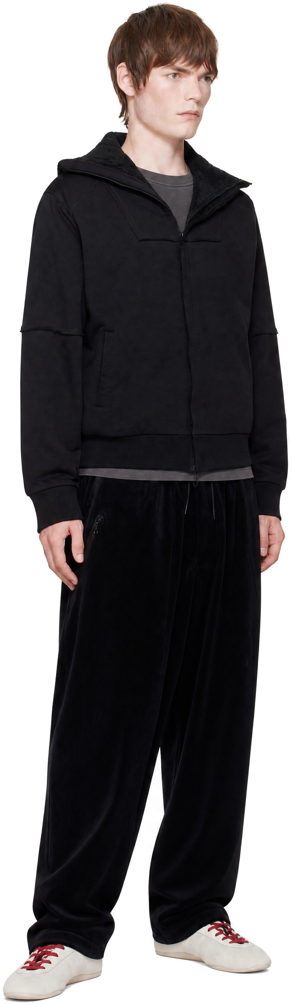 Y-3 - Pull à capuche Ninja noir en jersey bouclette