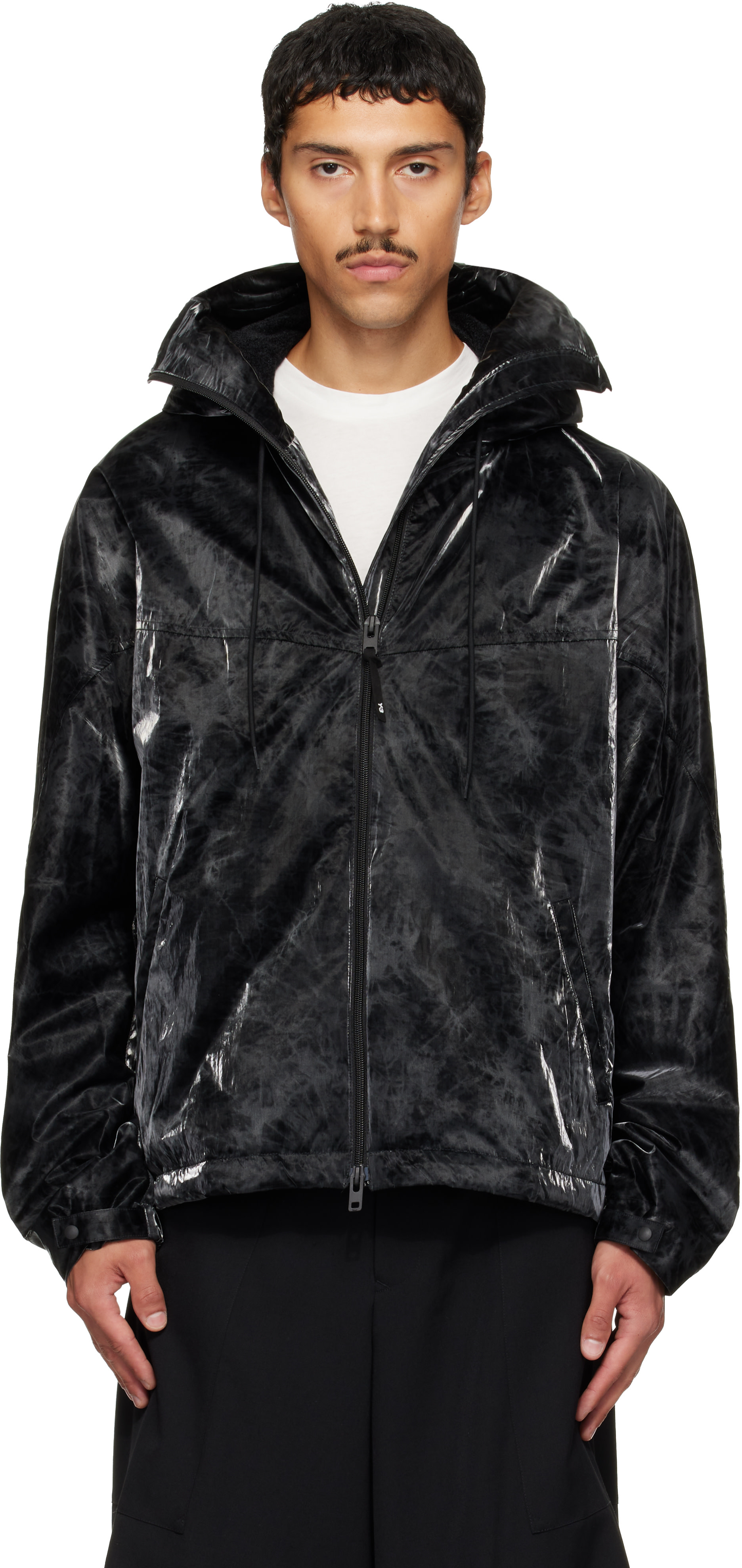 Y-3 - Black Marble Nylon Windbreaker Jacket