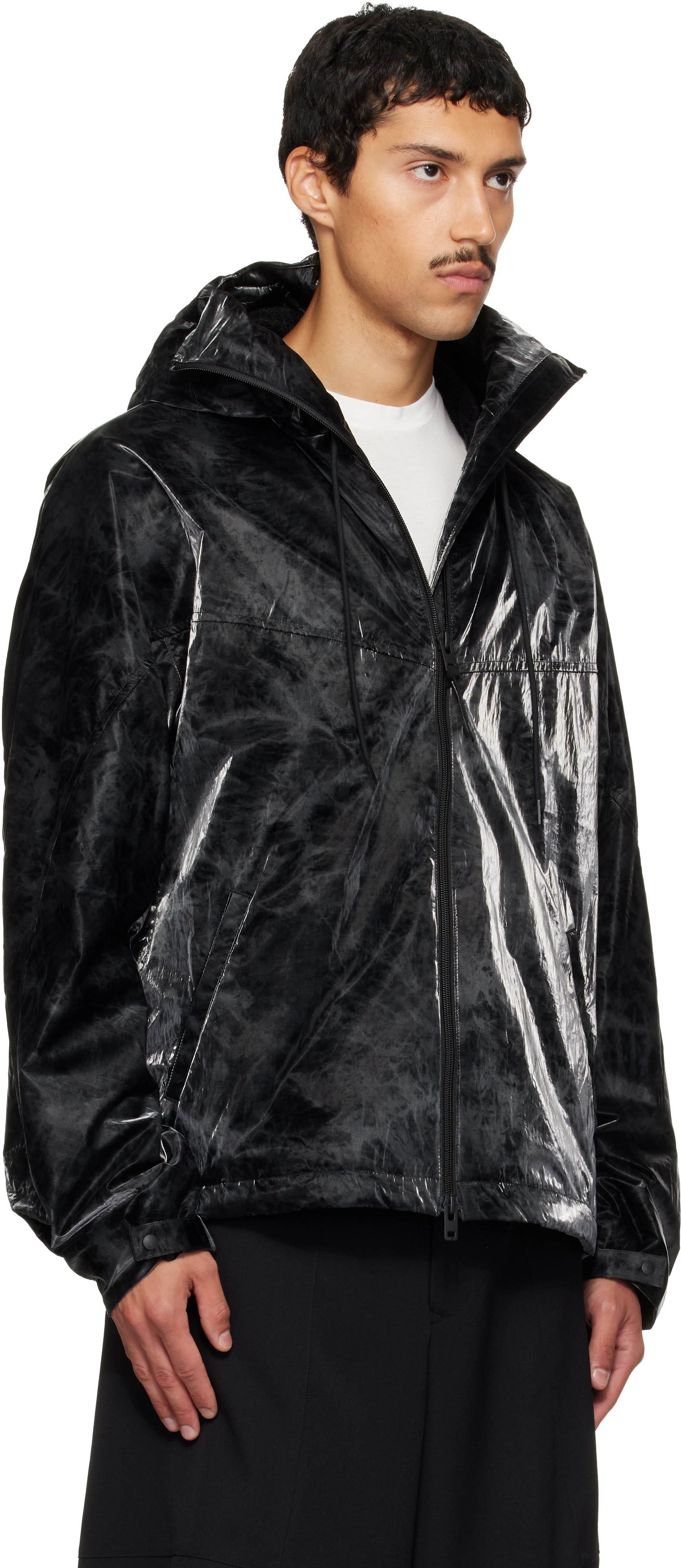 Y-3 - Black Marble Nylon Windbreaker Jacket