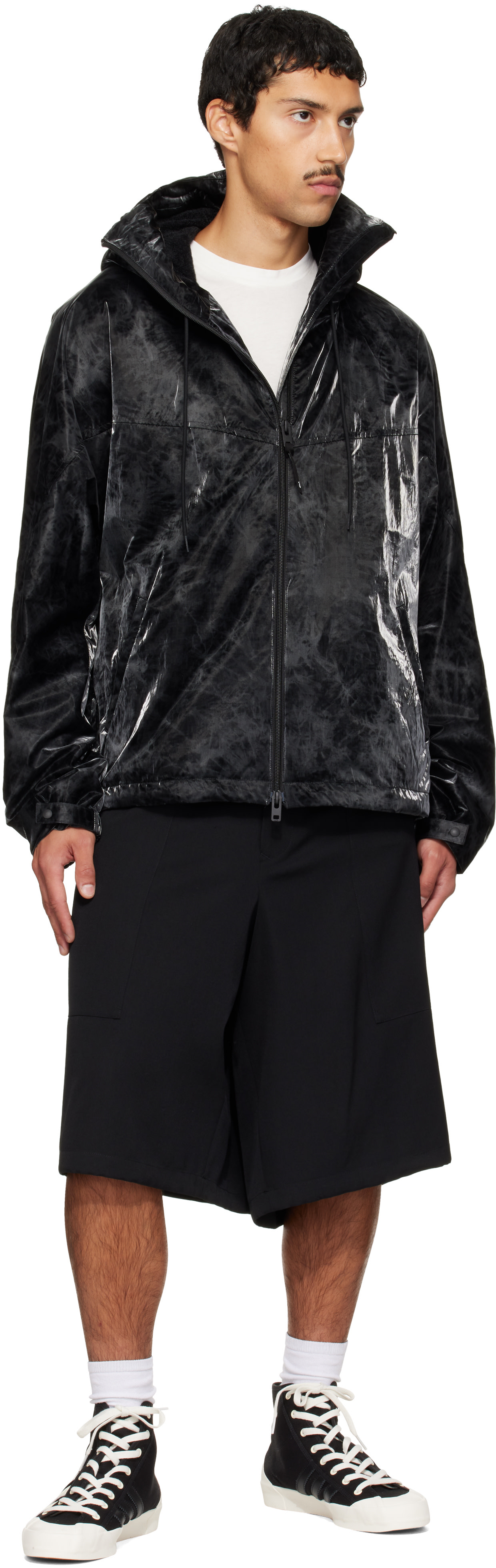 Y-3 - Black Marble Nylon Windbreaker Jacket