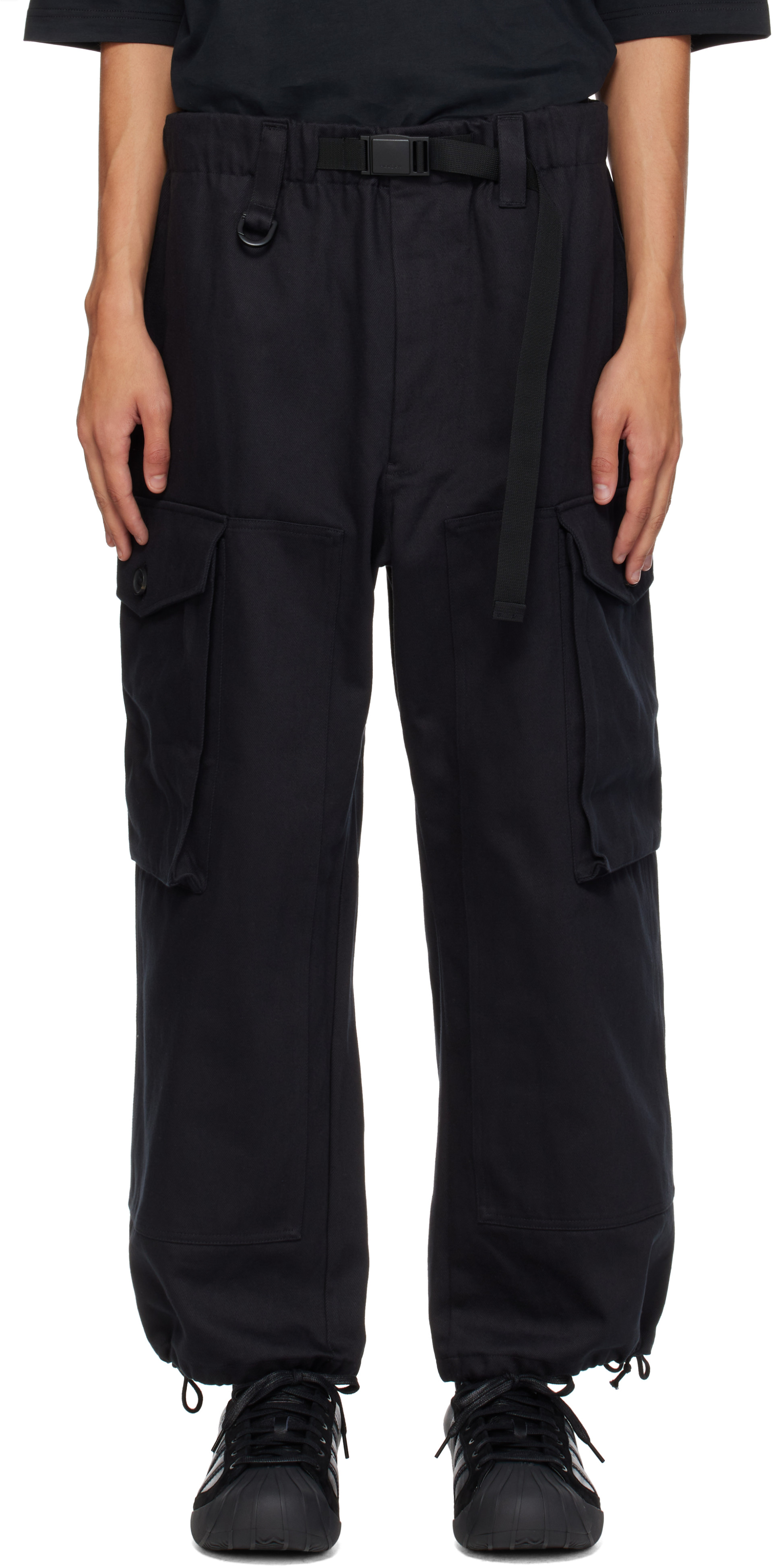 Y-3 - Black Twill Trousers