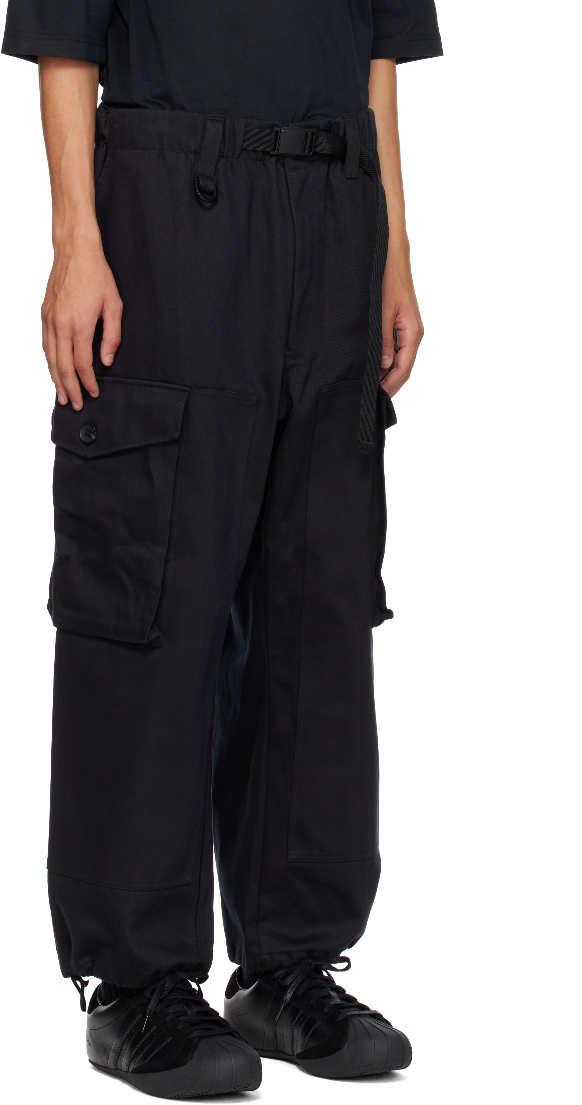 Y-3 - Black Twill Trousers
