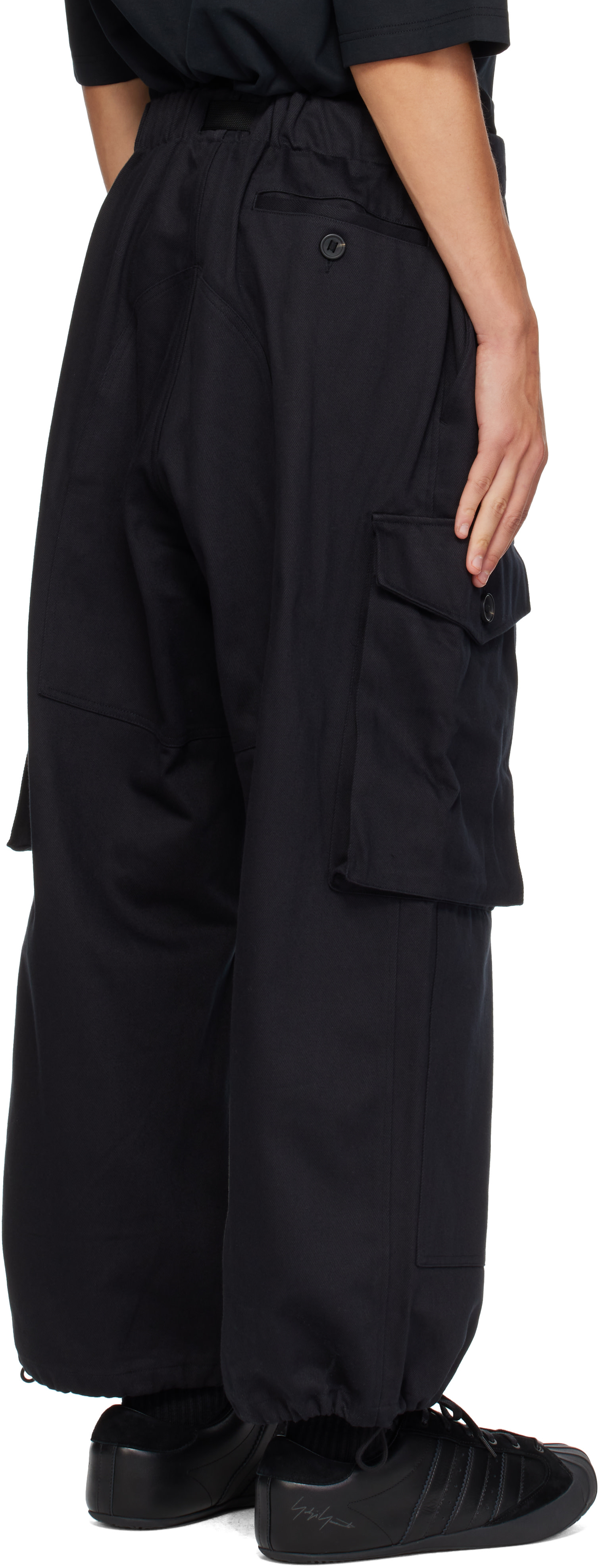 Y-3 - Black Twill Trousers