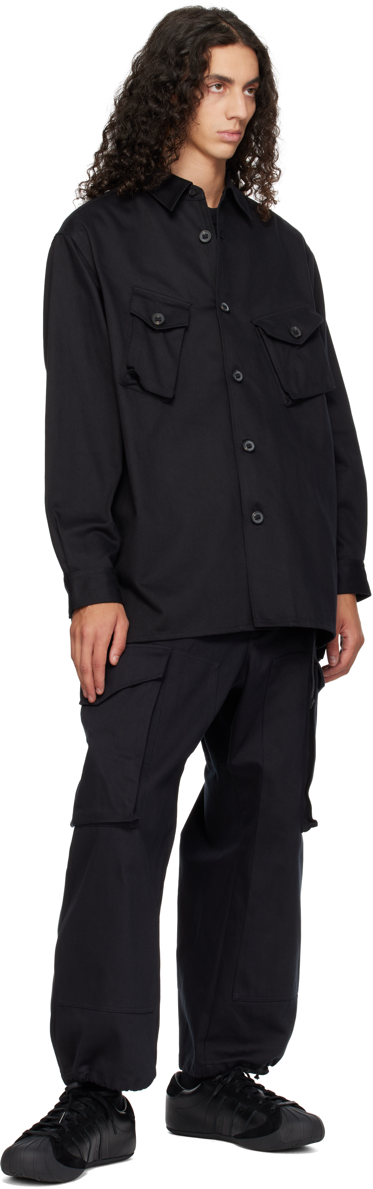 Y-3 - Black Twill Trousers