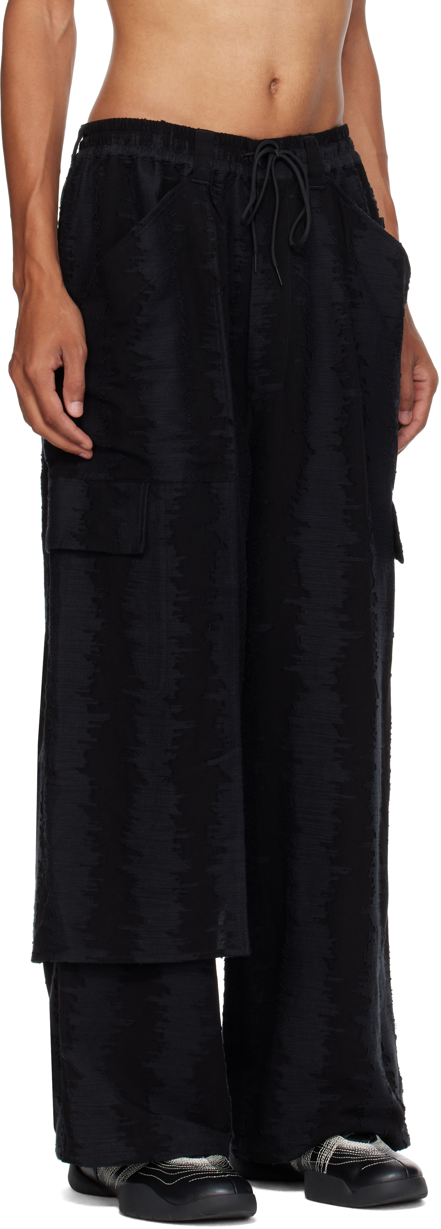 Y-3 - Black Deco Stitch Cargo Pants