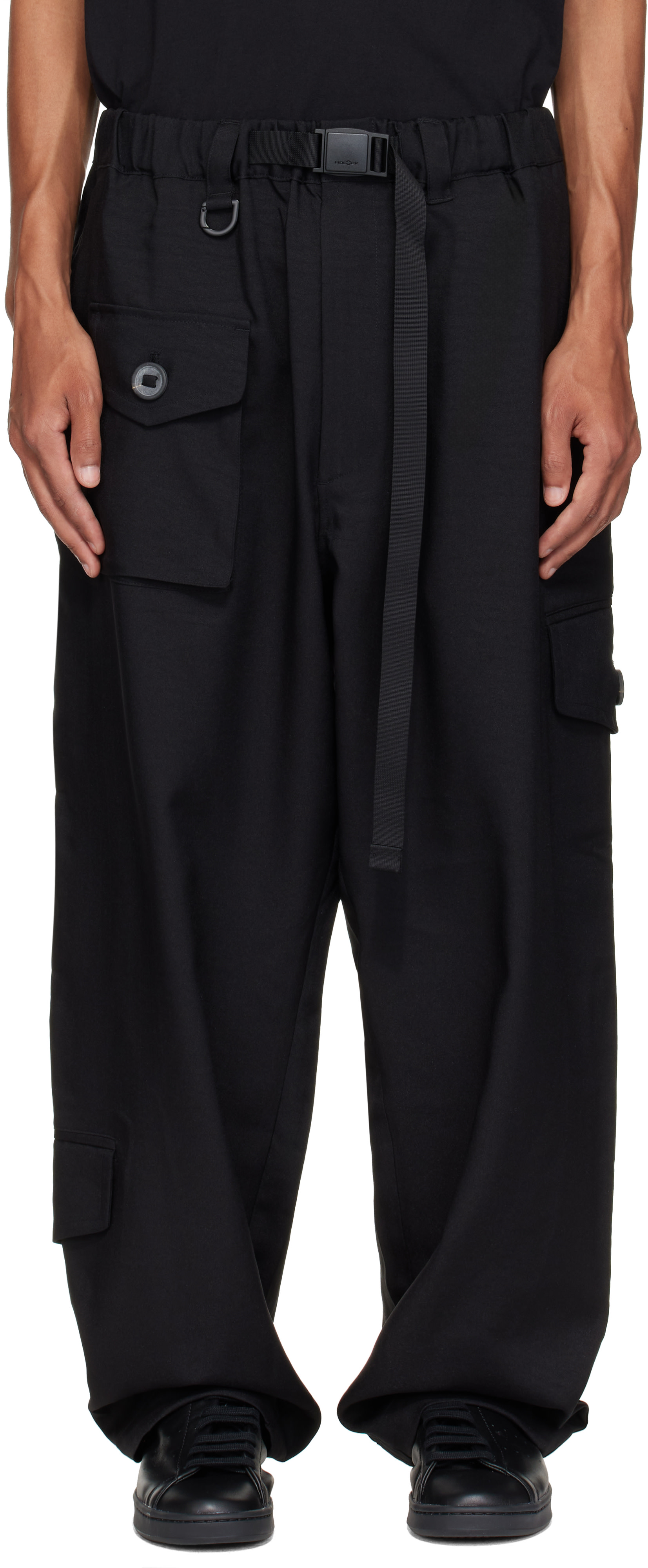 !!!リスグラシュー!!!　Y-3 ブラックカーゴパンツ Y-3: ブラック Sport Uniform Tapered カーゴパンツ | SSENSE 日本