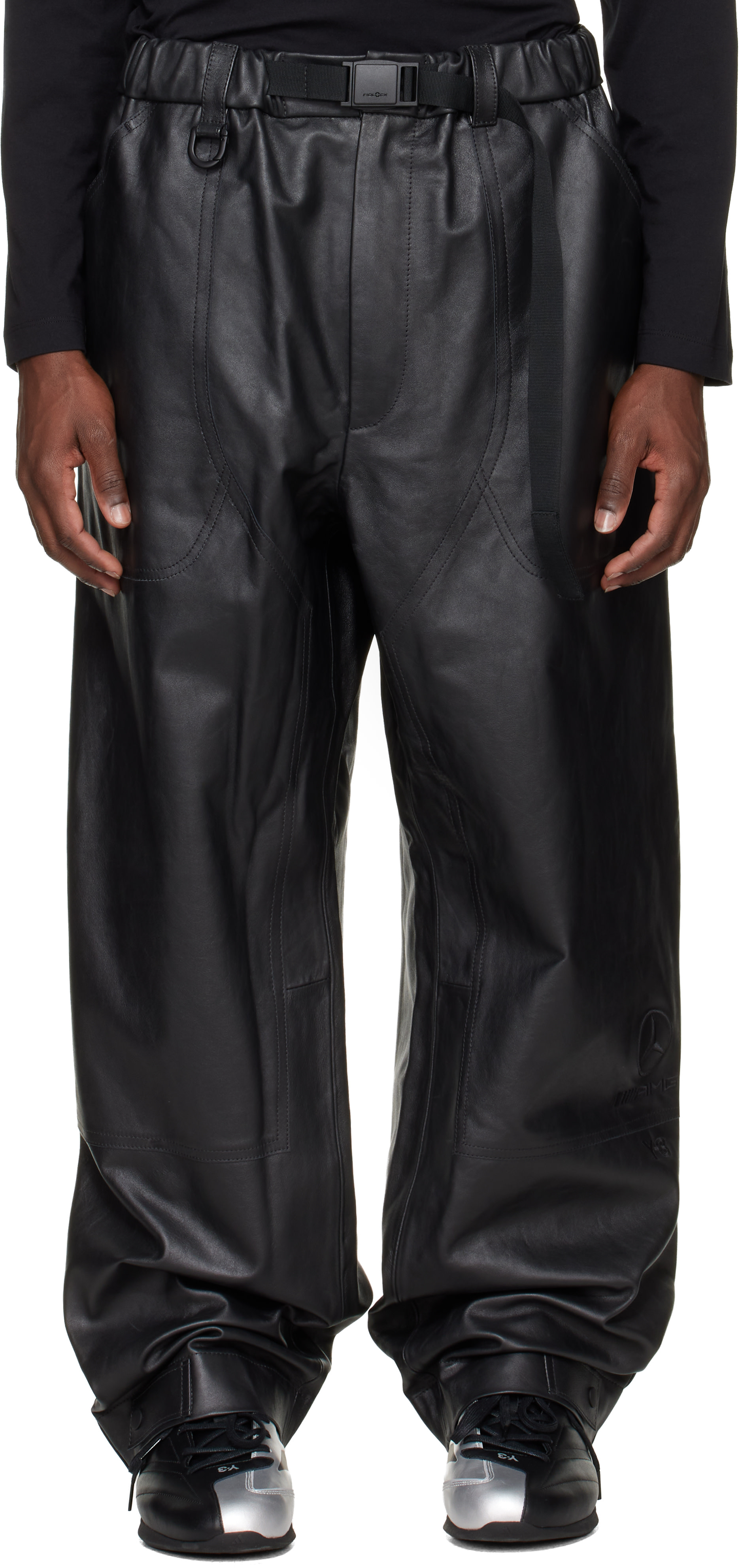 Y-3: Black Mercedes-AMG F1 Edition Racing Leather Pants | SSENSE