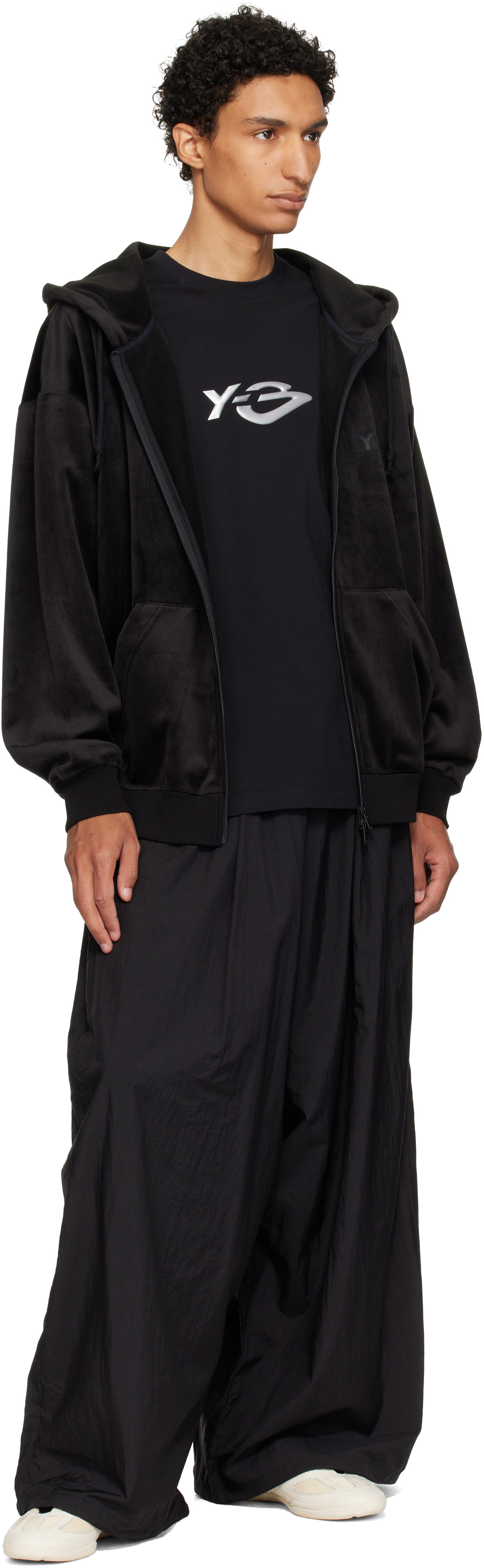 Y-3: Black Gradient 3-Stripes Nylon Wide Trousers | SSENSE