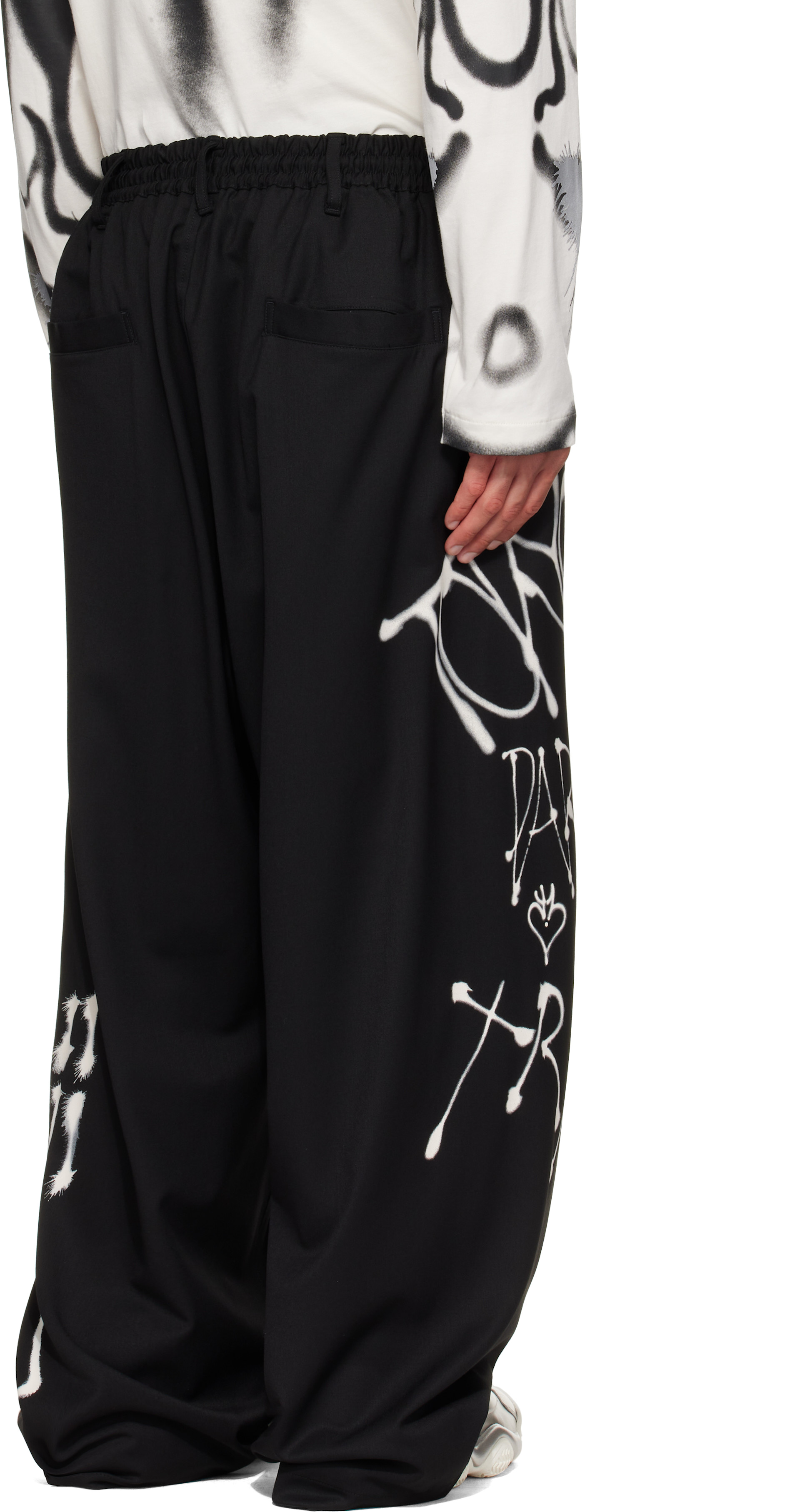 Y-3: ブラック Chitoエディション グラフィック ウール ワイドパンツ