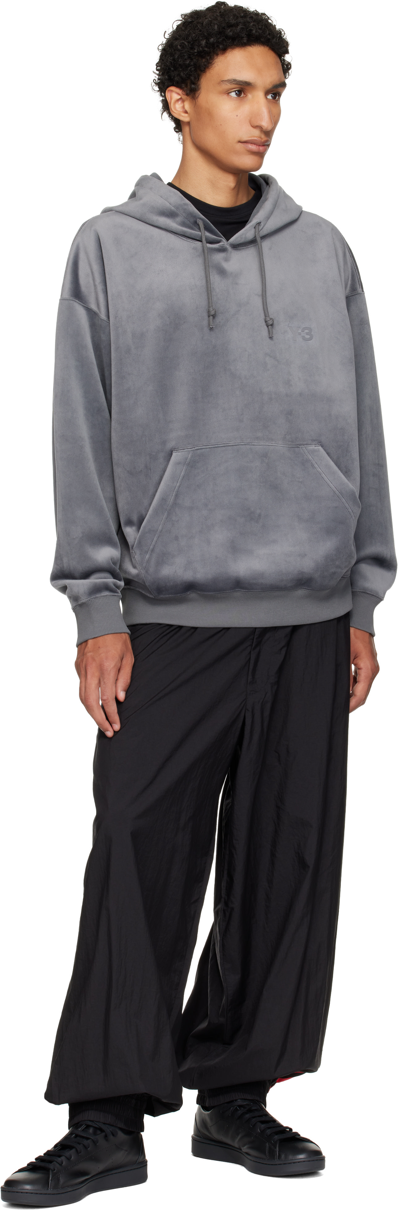 Y-3 - ブラック グラデーション 3ストライプ ナイロン トラックパンツ