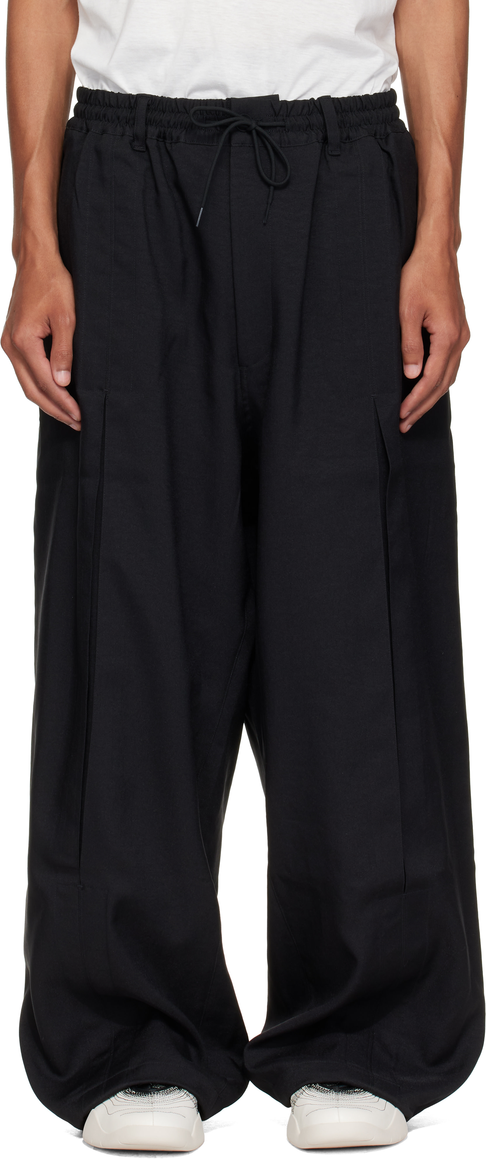 Y-3: Black Sport Uniform Box Pleated Trousers | SSENSE