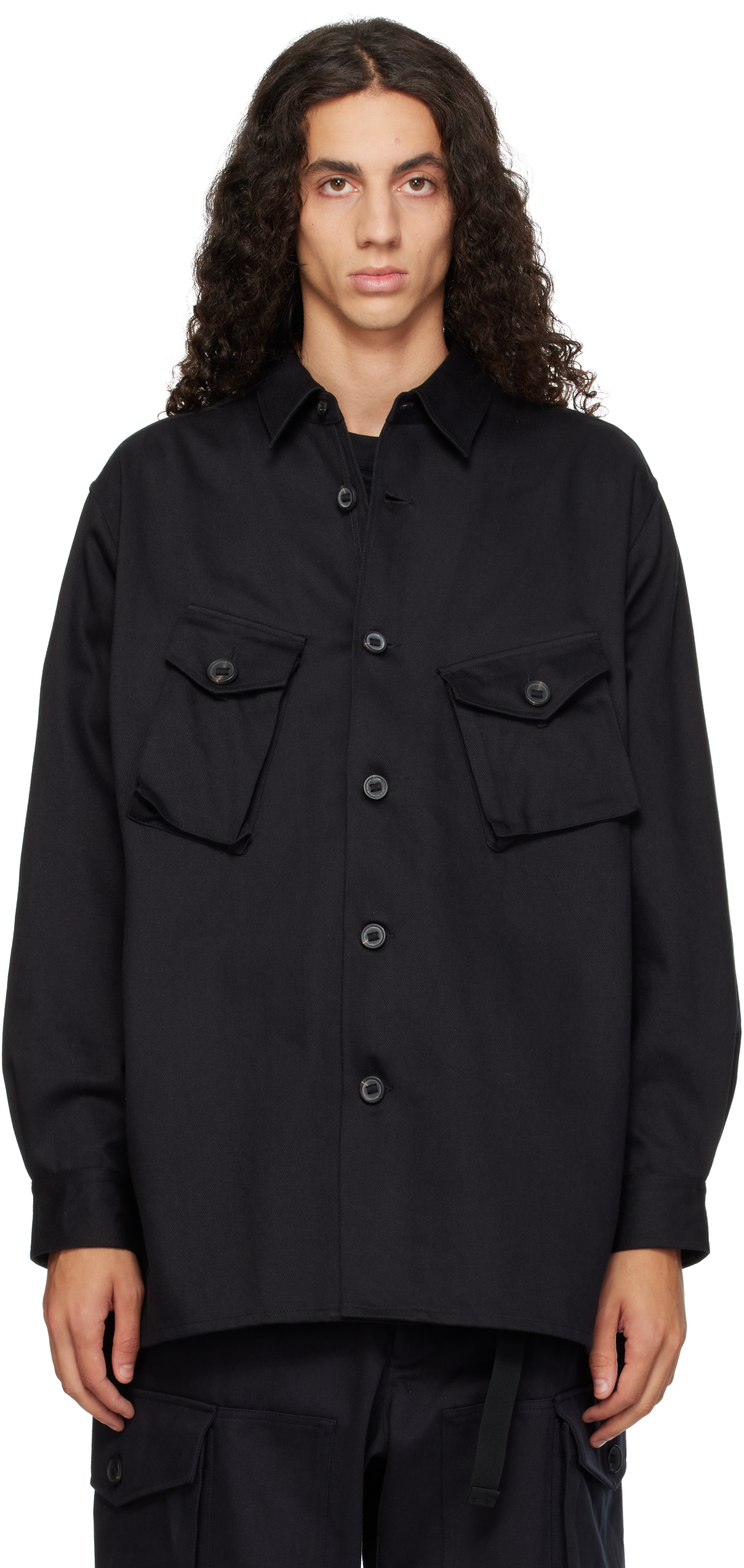 Y-3 - Black Twill Utility Overshirt