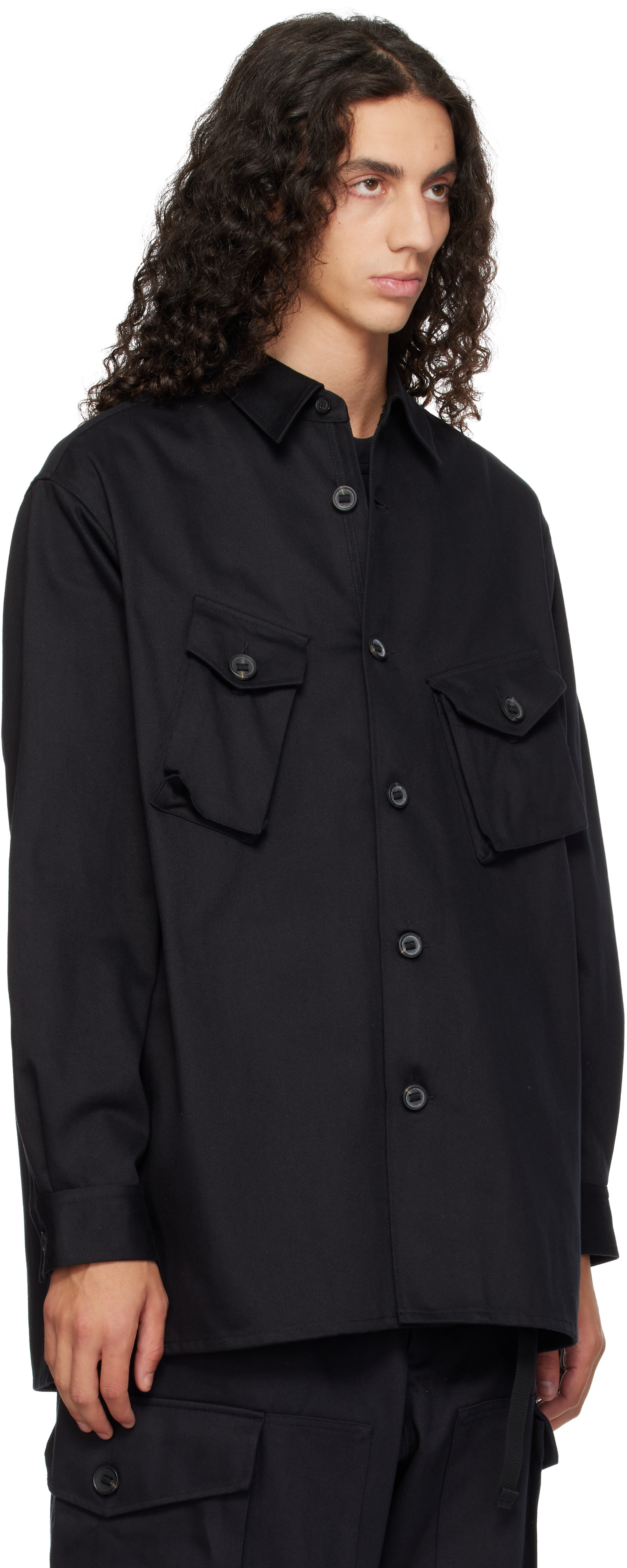 Y-3 - Black Twill Utility Overshirt